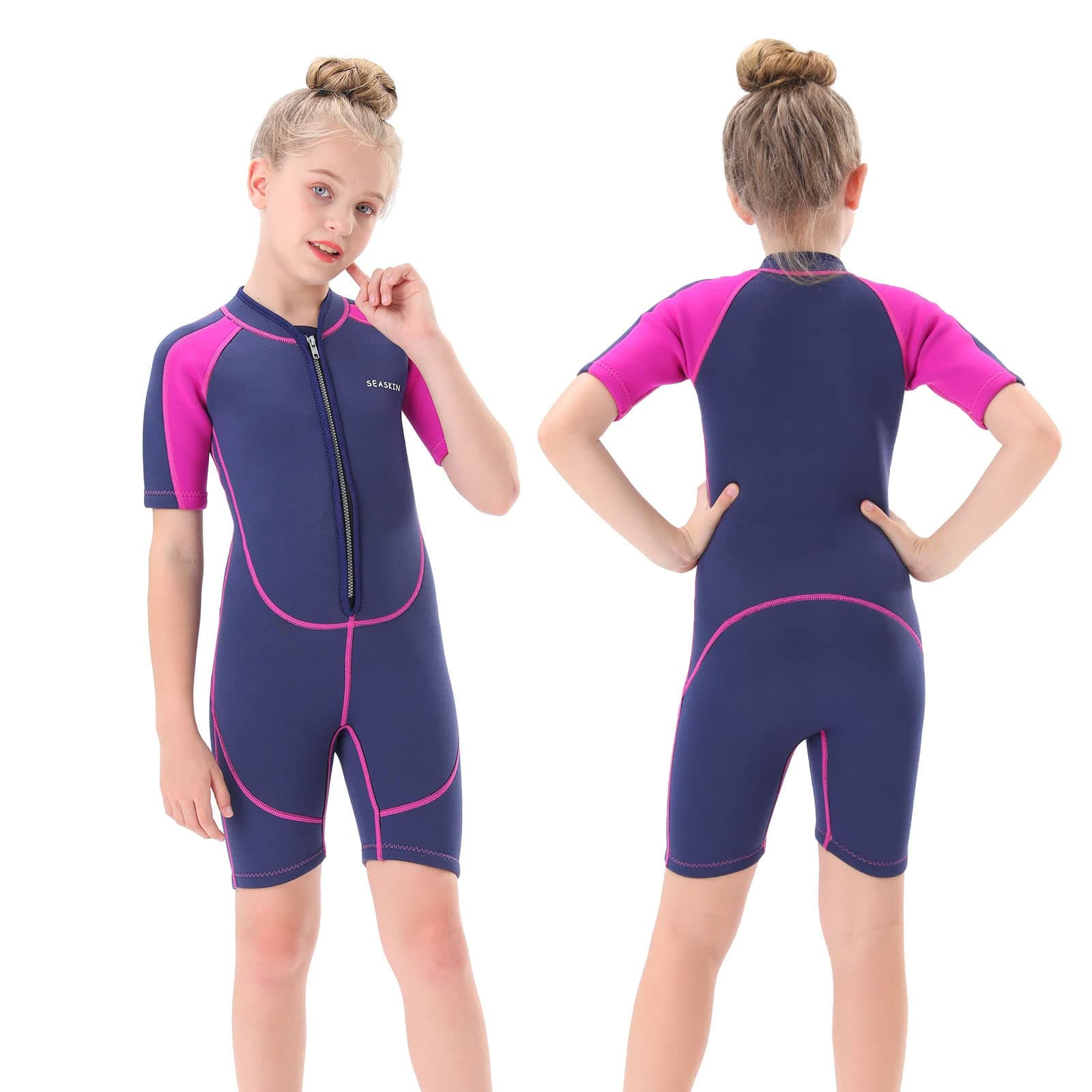 Kids Wetsuit for Boys Girls Toddlers, 2mm Front Zipper Shorty Wetsuits, 3mm Back Zip Full Wetsuit, Neoprene Thermal Swimsuits for Diving Surfing Swim Lessons