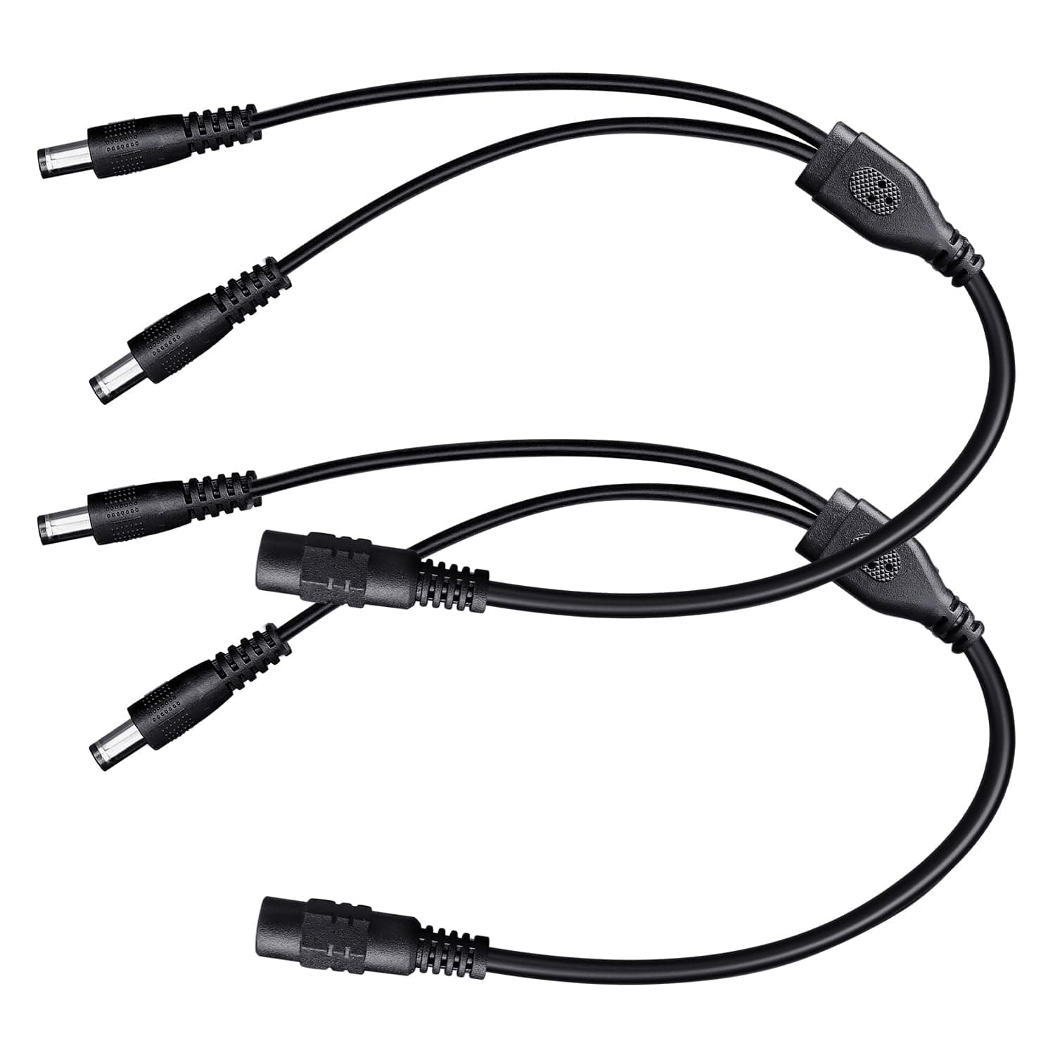 2PCS 1 to 2 Way DC Power Splitter Cable, 1 Female to 2 Male Connector, DC Plug 5.5mm x 2.1mm, 2-Way Power Splitter Cable Y Adapter for LED Strip Light, Router, CCTV Security Camera and More