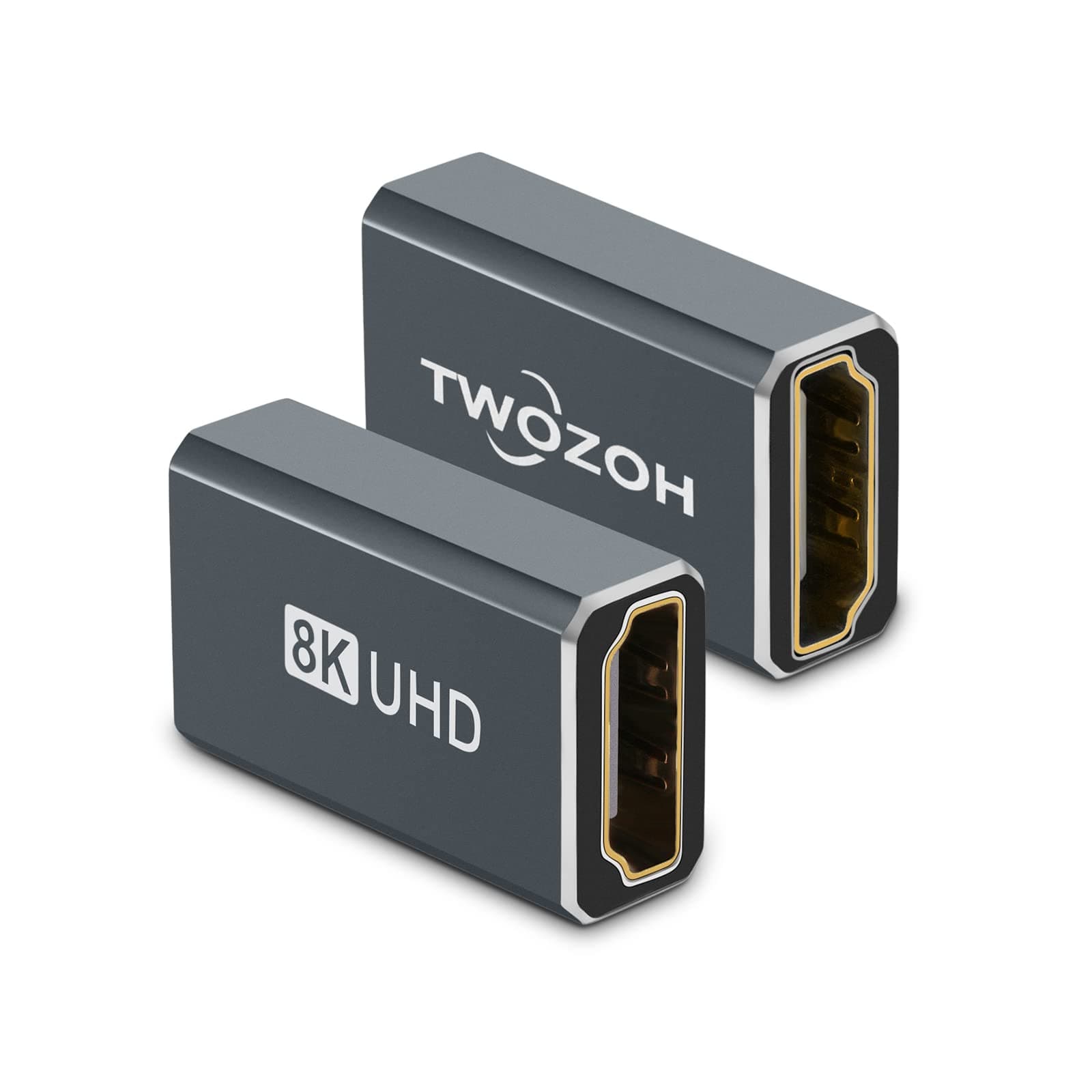 Twozoh 8K HDMI Coupler (2-Pack), HDMI 2.1 Female to Female Adapter, HDMI Female Connector 48 Gbps HDMI Extender Support 8K@60Hz, 4K@144Hz 1080p