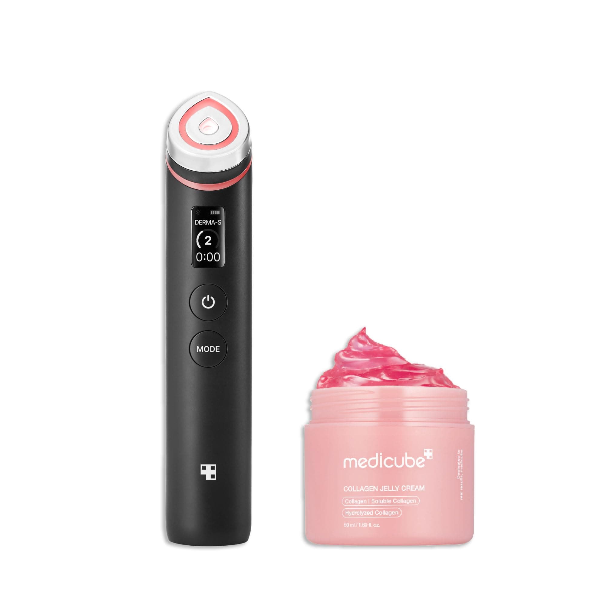 medicube Booster Glow Duo For Poreless Radiance: Age-R Booster Pro (Black) and Collagen Jelly Cream 50ml | Gifts for Women, Skin Care Set