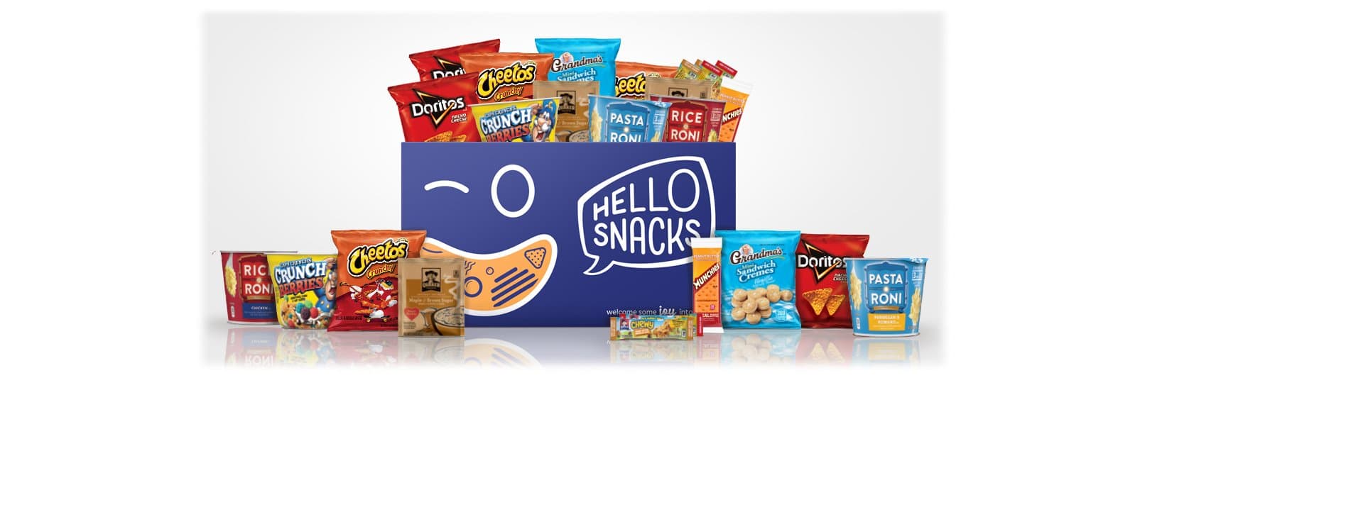 Hello Snacks Variety Gift Box with Chips, Chewy Bars, Oatmeal, Pasta Cups, & More, 30 Snacks