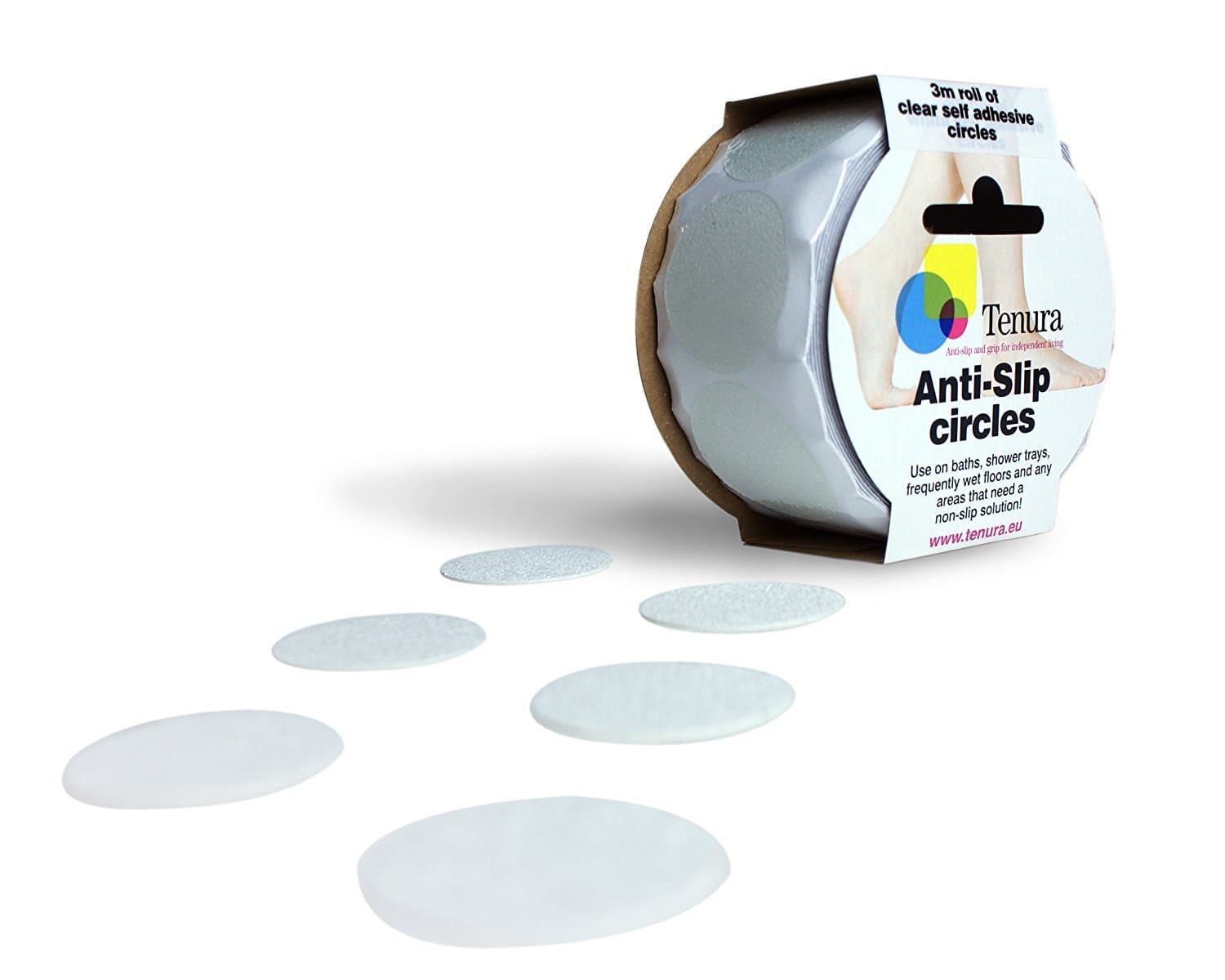 Tenura Anti Slip Bath & Shower Stickers (Clear, Discs)