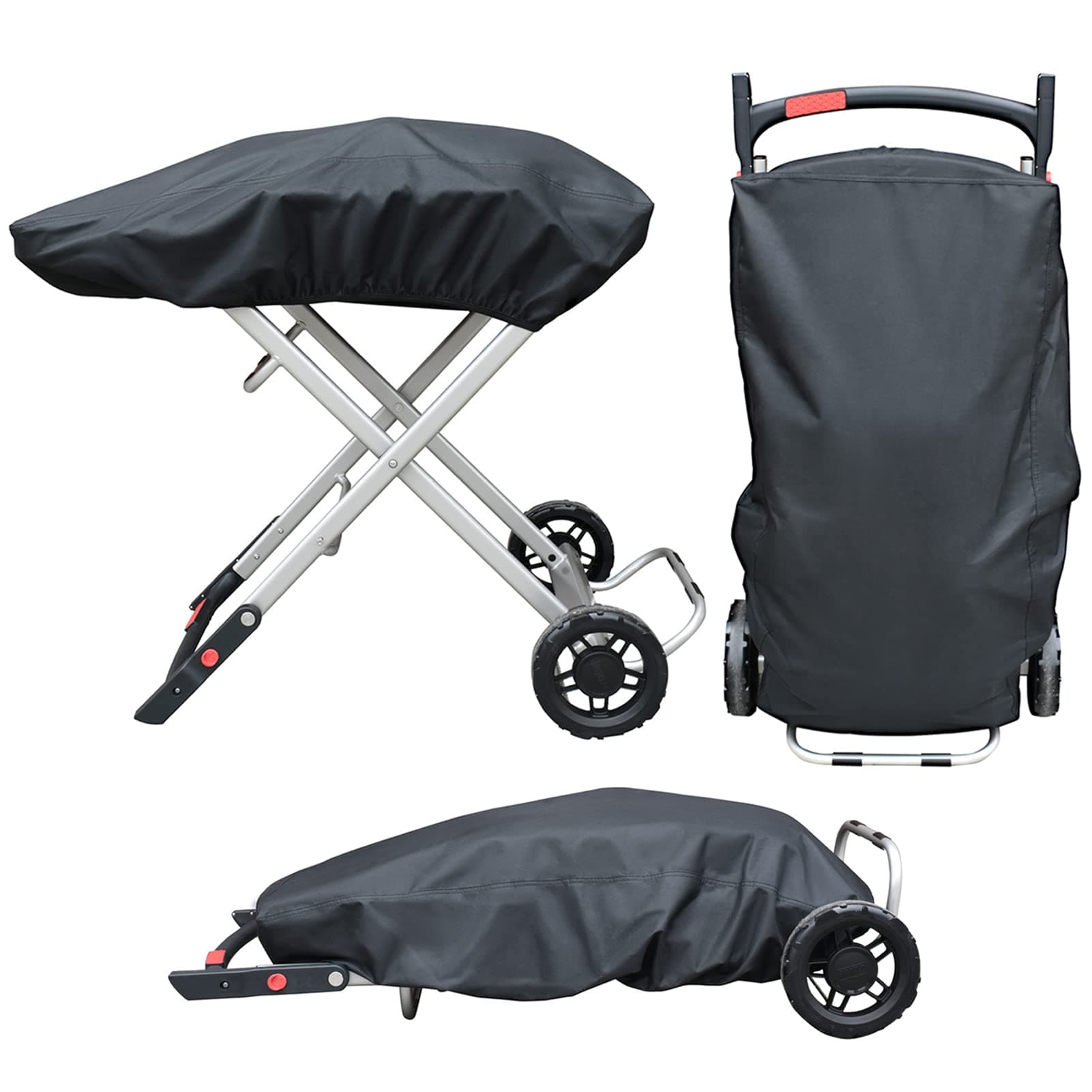 Grill Cover for Weber 9010001 Traveler Portable Gas Grill - Heavy Duty Waterproof 600D Oxford Fabric and Adjustable Hem Grill Cover