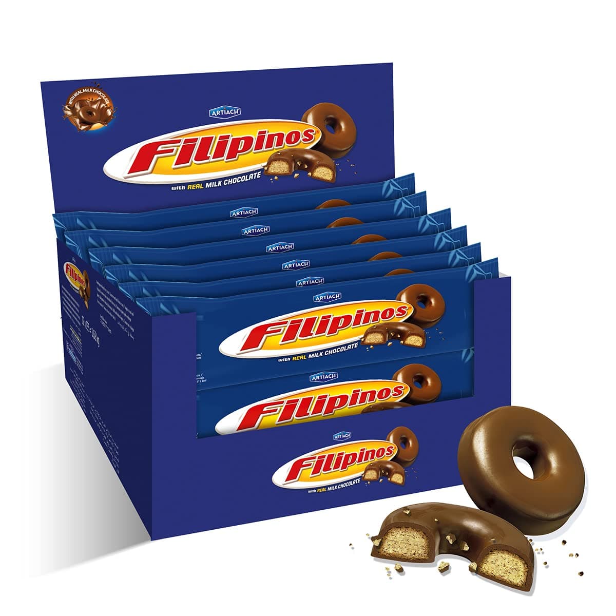 Crispy Cookies Dipped in Milk Chocolate 128g [Pack 12] - The perfect combination between authentic milk chocolate and crispy biscuits.