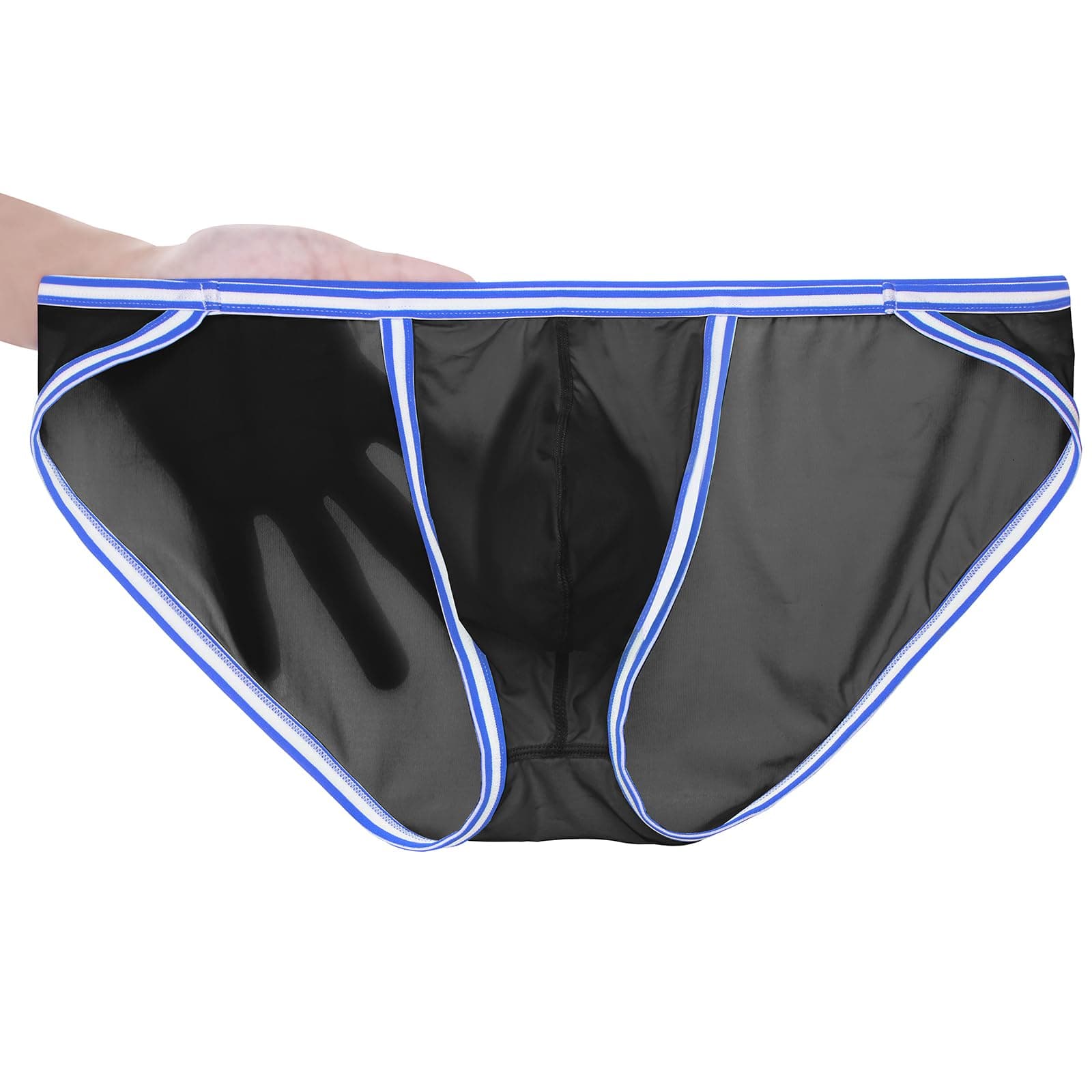 Men's Briefs Dual Pouch Ice Silk Underwear Open-fly Breathable Sexy Panties