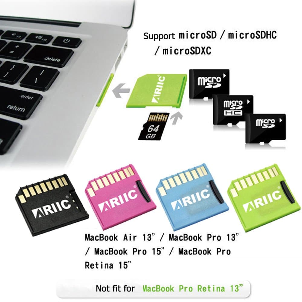 Ariic New Mini Drive Micro SD TF Card to SD Slot Adapter for MacBook Air/Pro/Retina Red