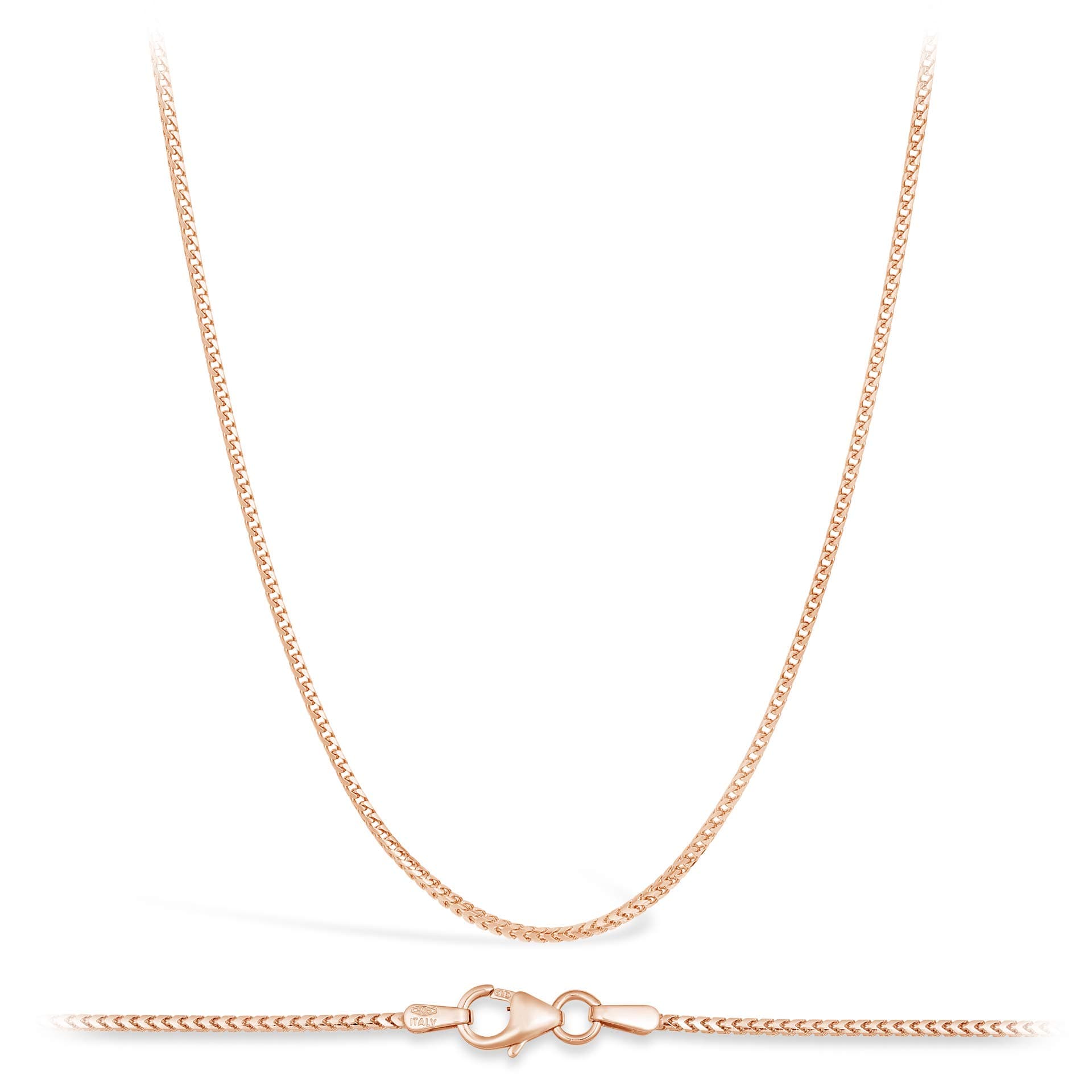 14 Carat/585 Red Gold 1.3 Mm Wide Rectangular Pipe Franco Chain Various Lengths