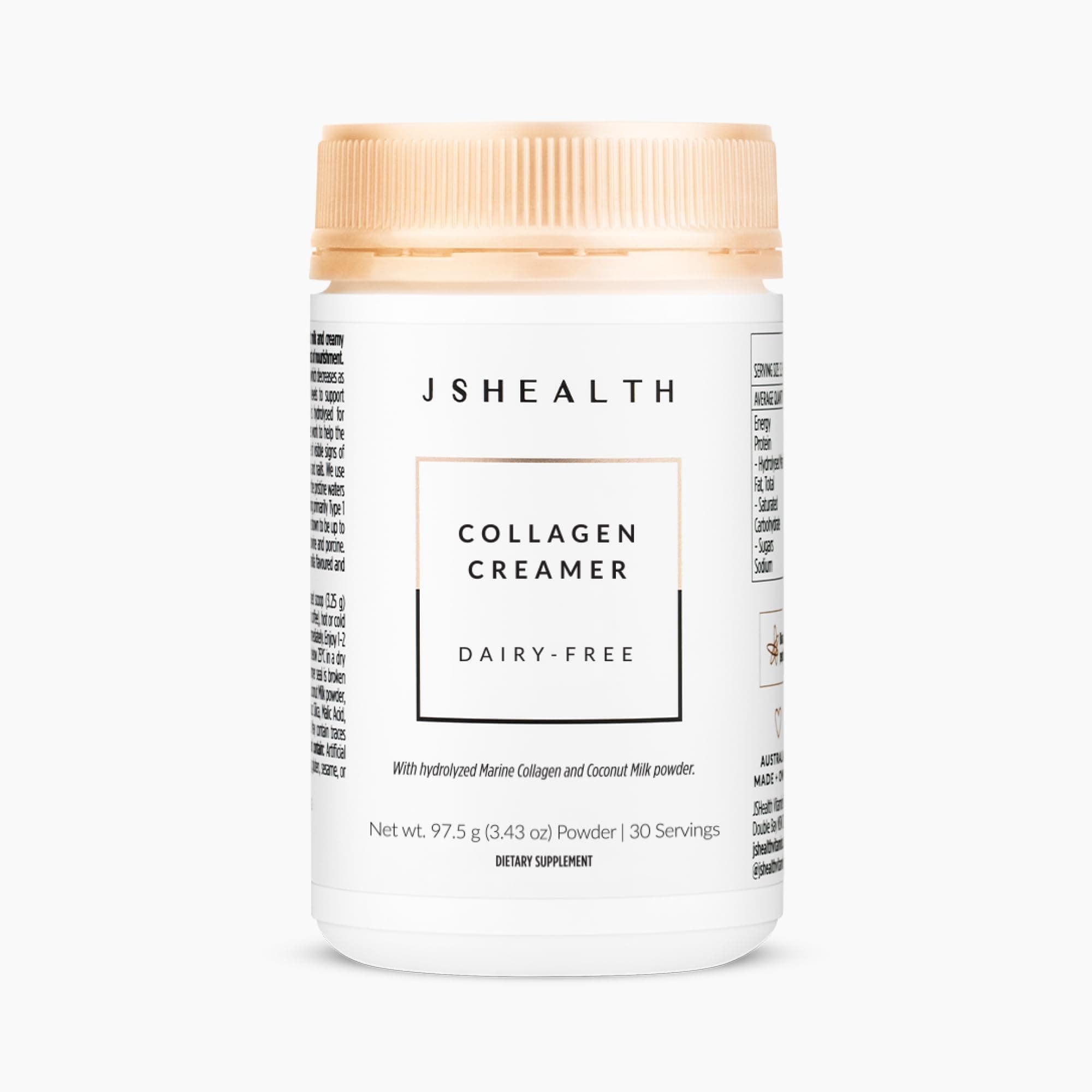 JSHealth Collagen Creamer - Vanilla Collagen Creamer for Coffee - Dairy Free Healthy Coffee Creamer, 30 Servings of Marine Collagen Peptides