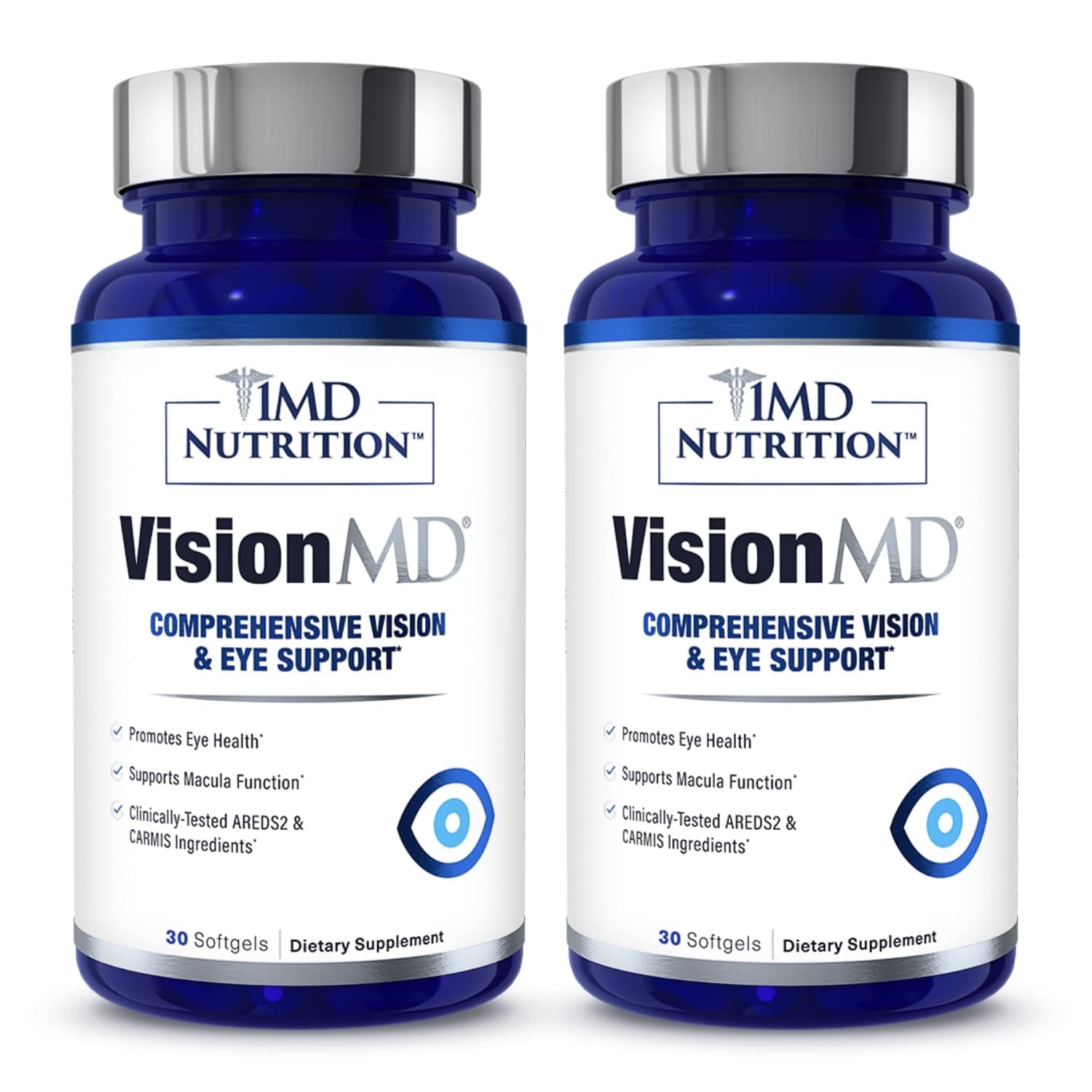 1MD Nutrition VisionMD Eye Vitamin CARMIS - with Lutein & Zeaxanthin | Supports Vision Health, Everyday Eye Strain, & Occasional Dry Eye | 60 Softgels (2-Pack)