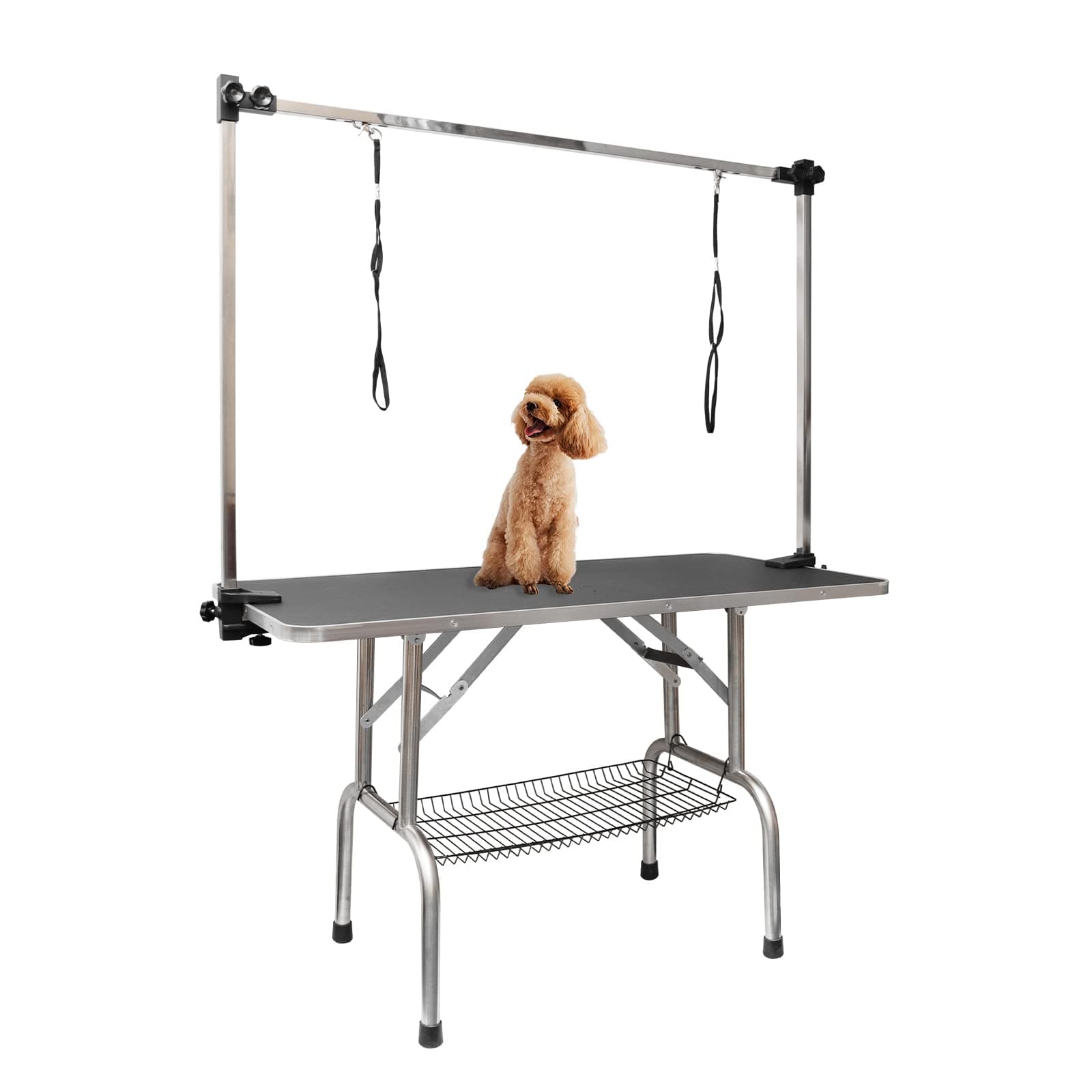 ROOMTEC 36" Dog Grooming Table,Foldable Home Pet Bathing Station with Adjustable Height Arm/Noose/Mesh Tray