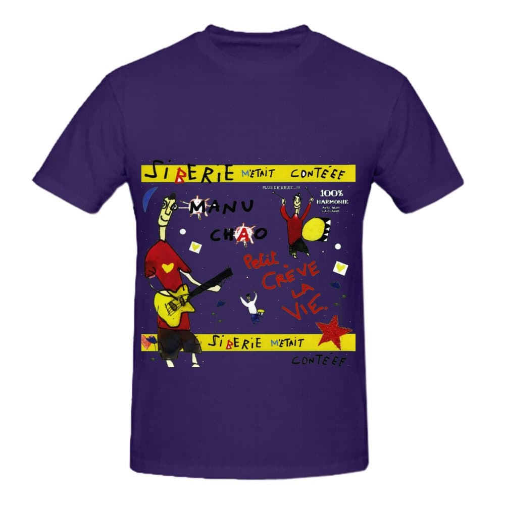 TeeU Manu Chao Sibrie Mtait Contee 80s Mens Round Neck Screen Printed Shirts