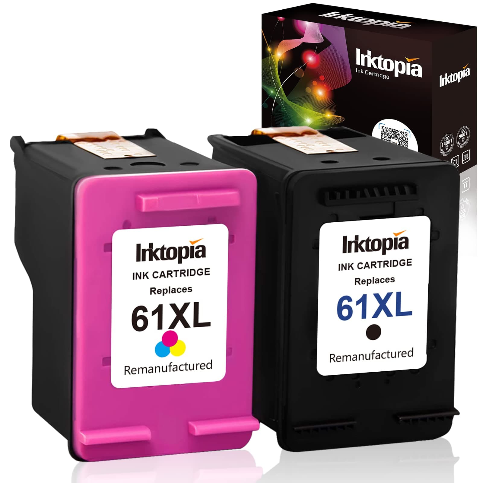 Inktopia Remanufactured Replacement for HP 61XL Ink Cartridge (1 Black 1 Color))