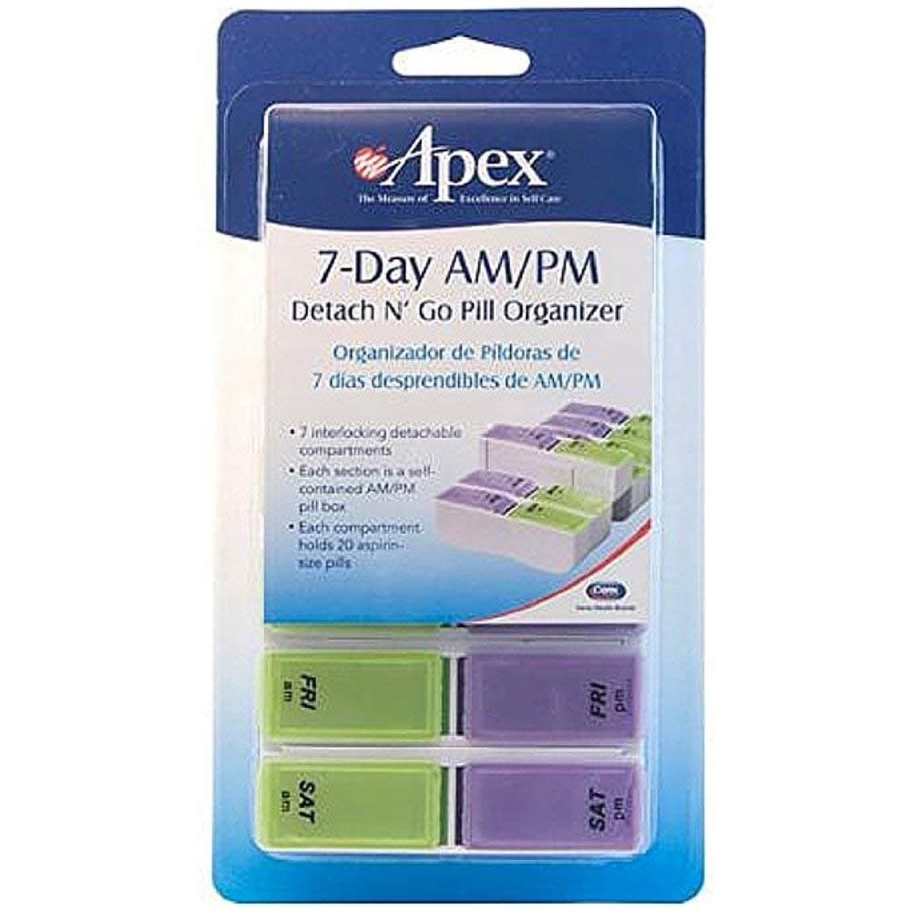 Apex 7-Day AM/PM Detach N' Go Pill Organizer 1 ea (Pack of 8)