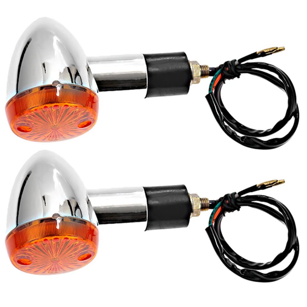 Motorcycle Amber Chrome Bullet Front Rear Turn Signal Indicator Amber Lights for Honda (2 Packs)