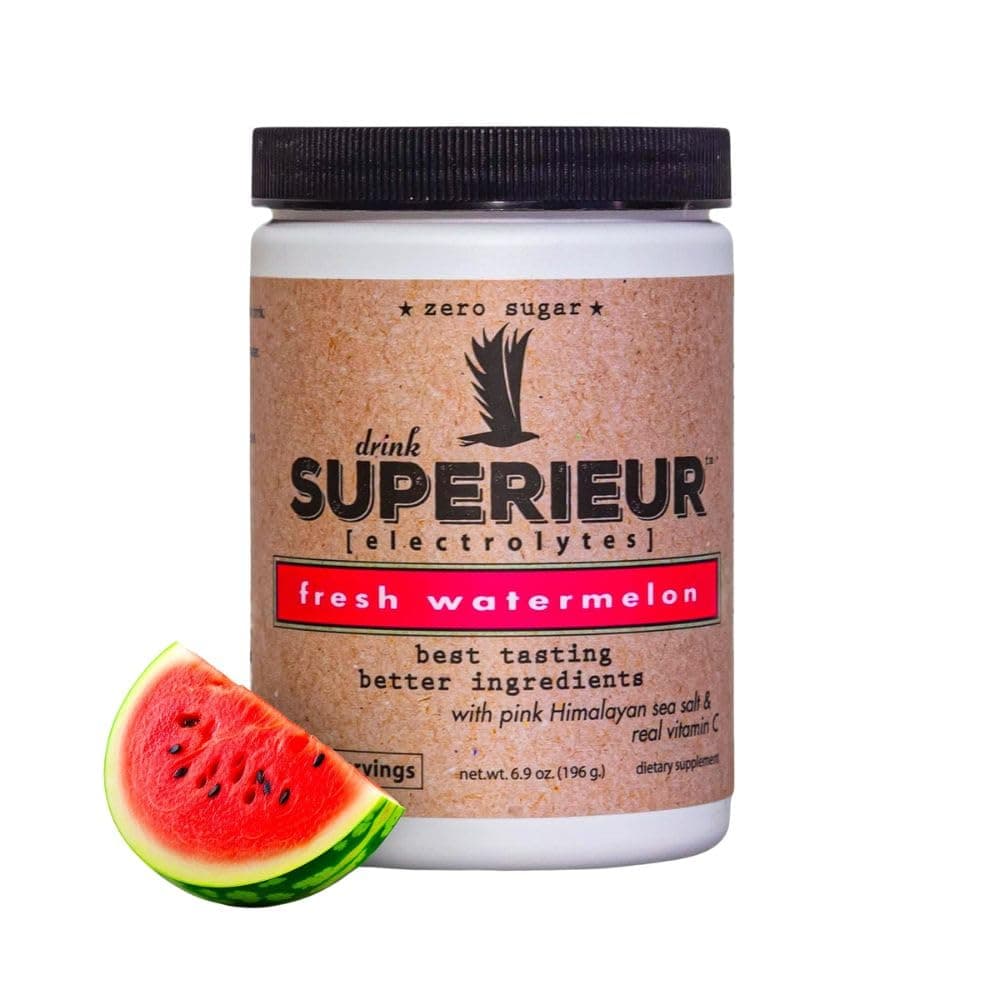 Superieur Electrolytes – Plant Based Electrolyte Supplement w/Sea Minerals for Hydration & Recovery – Keto Friendly, Non-GMO, Zero Sugar, Vegan Healthy Sports Drink Powder – Watermelon (70 Servings)