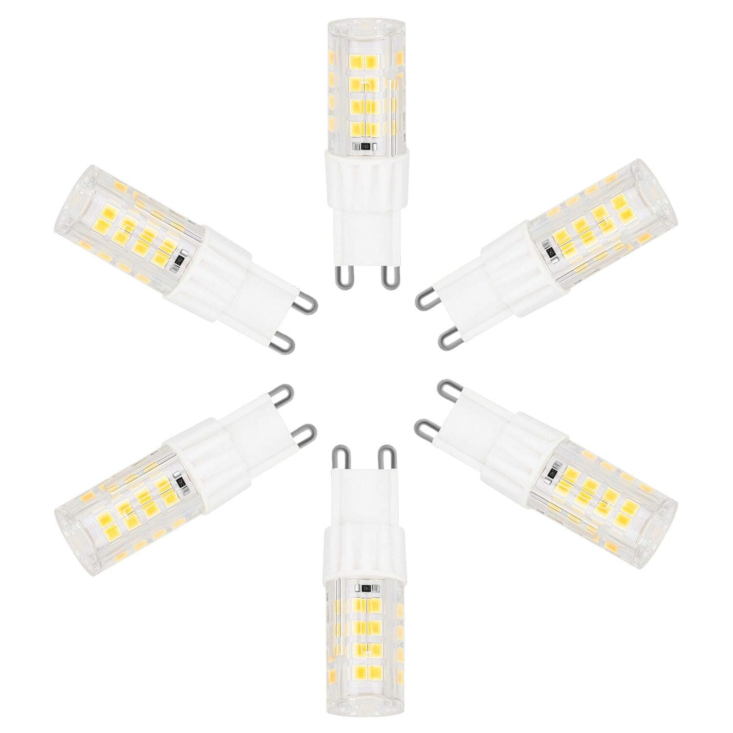 G9 LED Light Bulbs 5W (40W Halogen Equivalent) 400LM, Non dimmable Warm White 3000K 360 Degree Beam Angle for Home Lighting 6 Pack