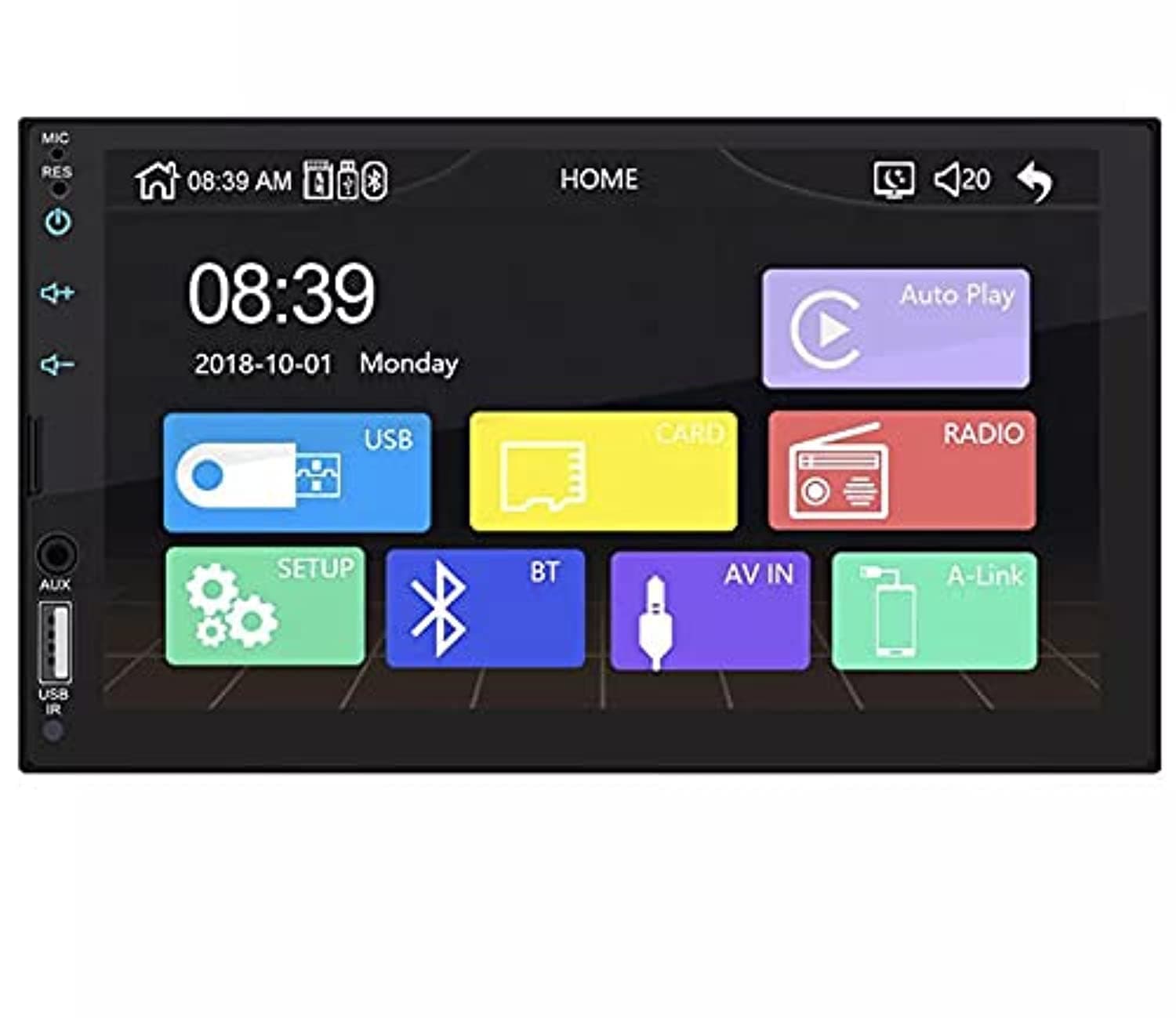 7 Inch Car Stereo Radio HD Mp5 Player Screen Bluetooth Radio 2din FM US(Black)