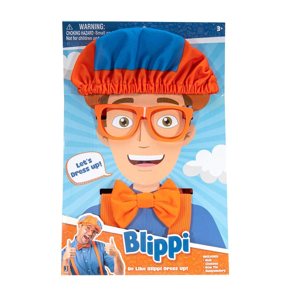Blippi Fun Roleplay Accessories, Perfect for Blippi Costume, Including Blippi’s Iconic Orange Bow Tie, Suspenders, Hats and Glasses, For Young Children and Toddlers - Be Like Blippi!