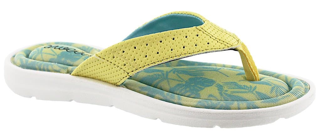 Ladies Comfortable Memory Foam Sandals with Cute Insole Print, NEON, Size 6 US