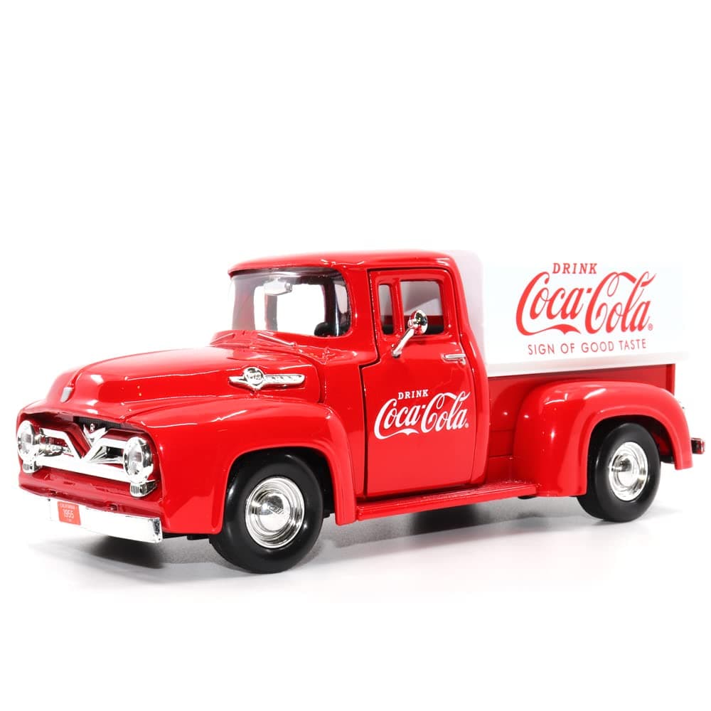 Motor city classicsCoca-Cola Diecast Collectible | 1955 Ford F-100 with Tarpaulin | 1:24 Diecast Scale Model 424050 | Officially Licensed Coca-Cola Diecast