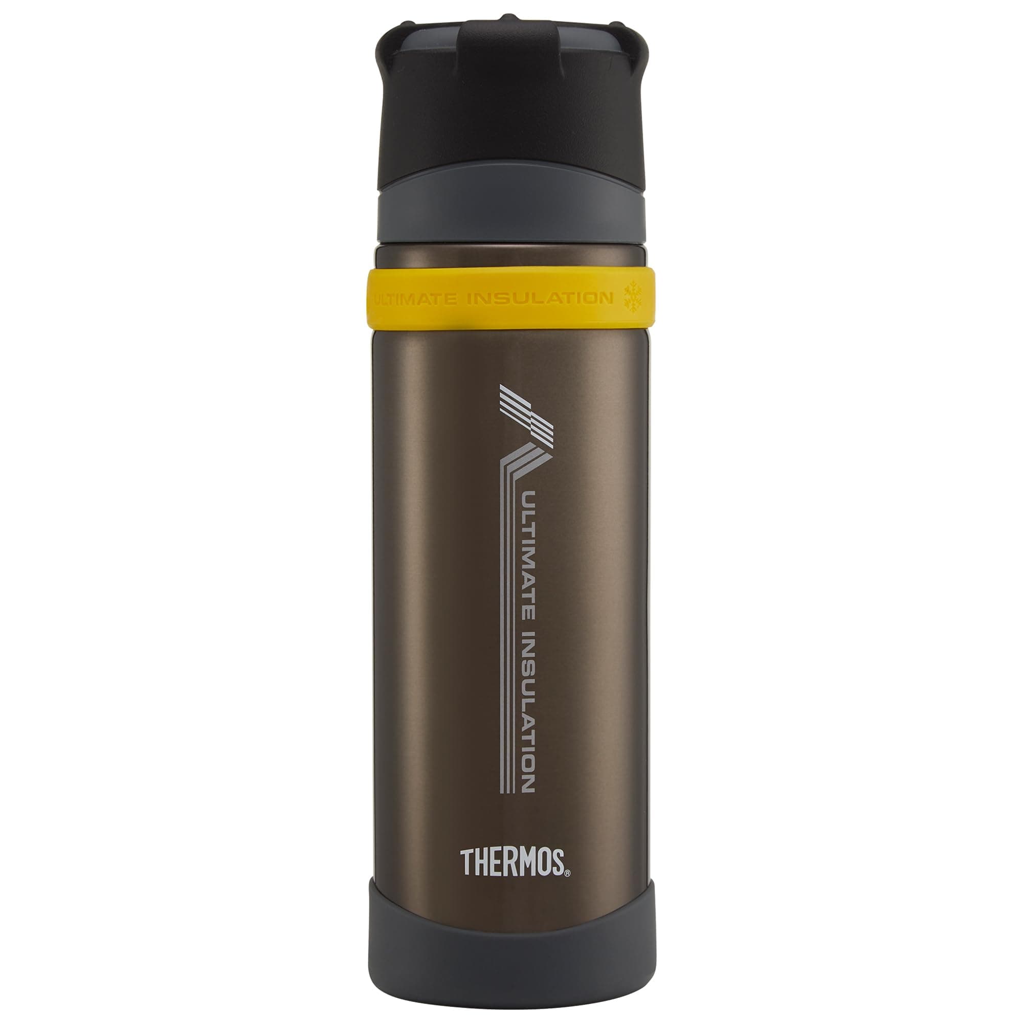 Thermos - Charcoal Ultimate Flask (500ml), Reusable Insulated Stainless Steel Thermal Coffee Cup for Hot or Cold Drinks, Vacuum Sealed Water Flask with a Leak-Proof Lid, 24hr Hot/24hr Cold