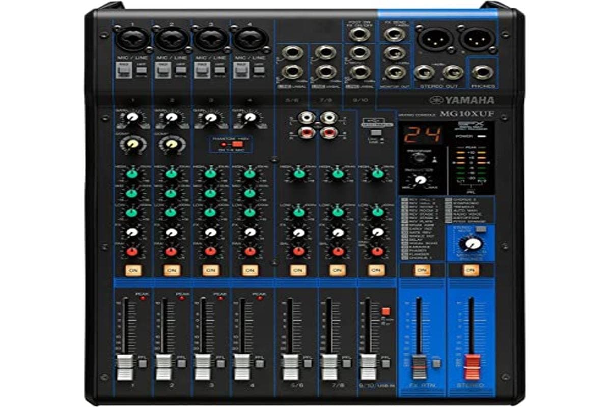 YAMAHA MG10XU (Fader Version) Analog Mixing Console - Compact Mixer with 10 Input Channels, SPX Digital Effects, USB Audio Functions and D-PRE Mic Preamps (Model No:MG10XUF), Black
