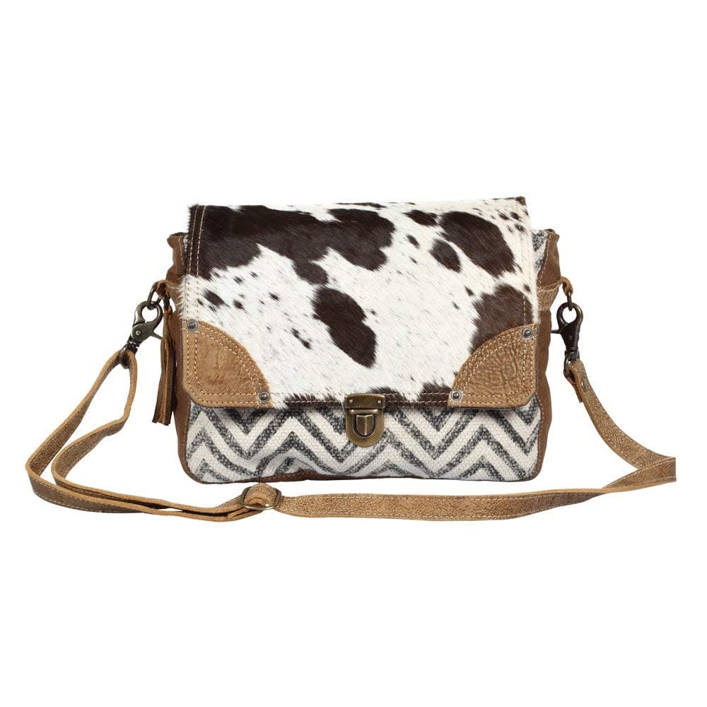 Myra BagPearl Fusion Upcycled Canvas & Cowhide Messenger Bag S-1380