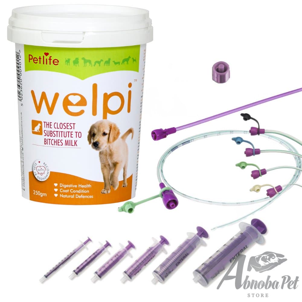 Welpi 250g Puppy Milk & 5 French Feeding Tube Kit (1.67mm) Small Breed Puppy (Whelpi Milk Ideal for puppies, bitches, and convalescing and aging dogs