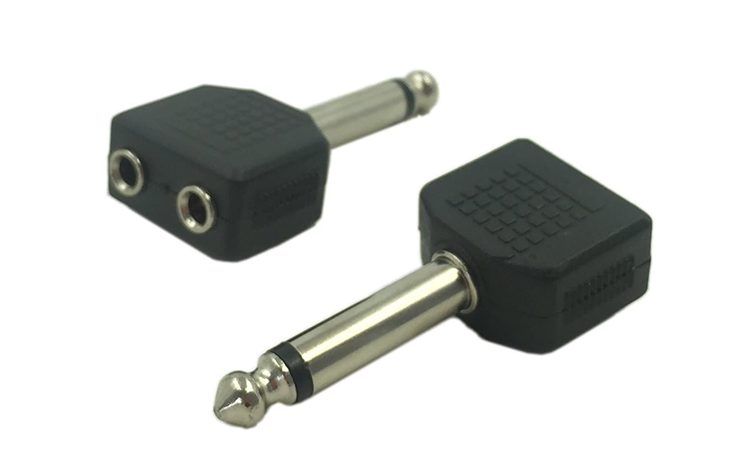 YuChen 6.35mm 1/4 Inch Mono Male to Dual 3.5mm Female Stereo Audio Y Splitter Microphone Converter Headphone Adapter Connector