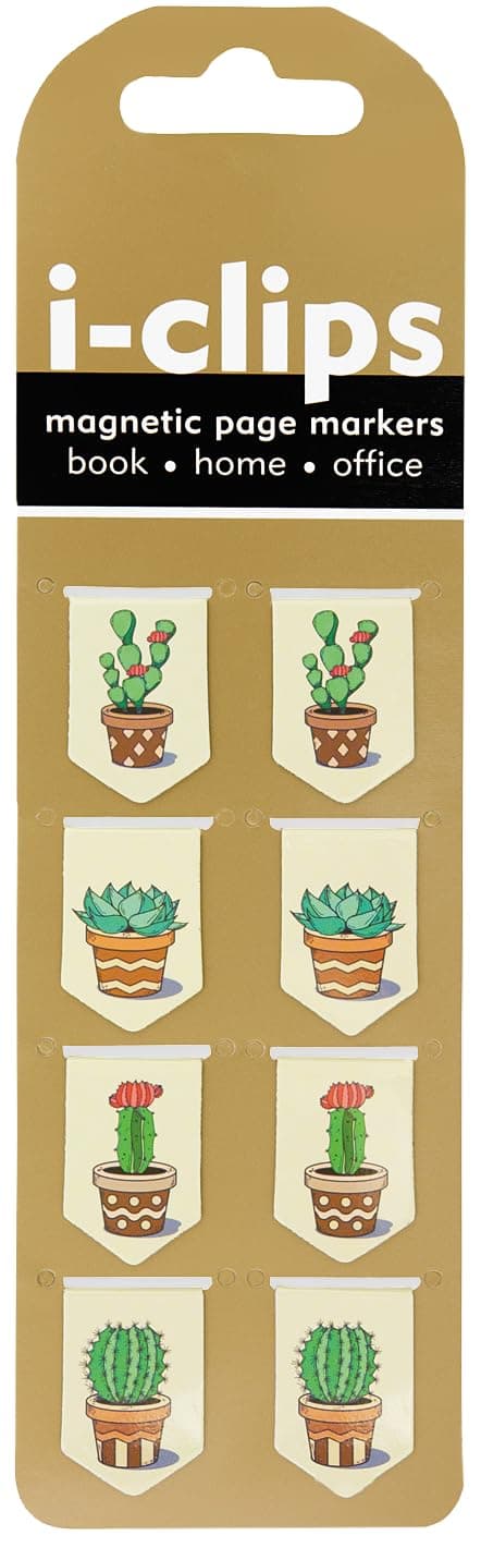 Succulents i-Clips Magnetic Page Markers (Set of 8 Magnetic Bookmarks)