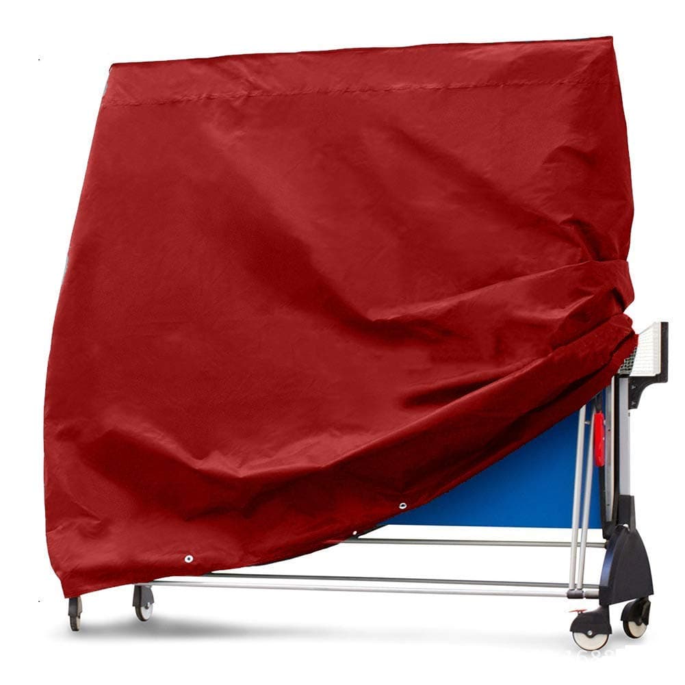 Outdoor Ping Pong Table Cover, 210D Heavy-Duty Waterproof Table Tennis Cover, Table Cover with Drawstring Repellent UV Protection (red)