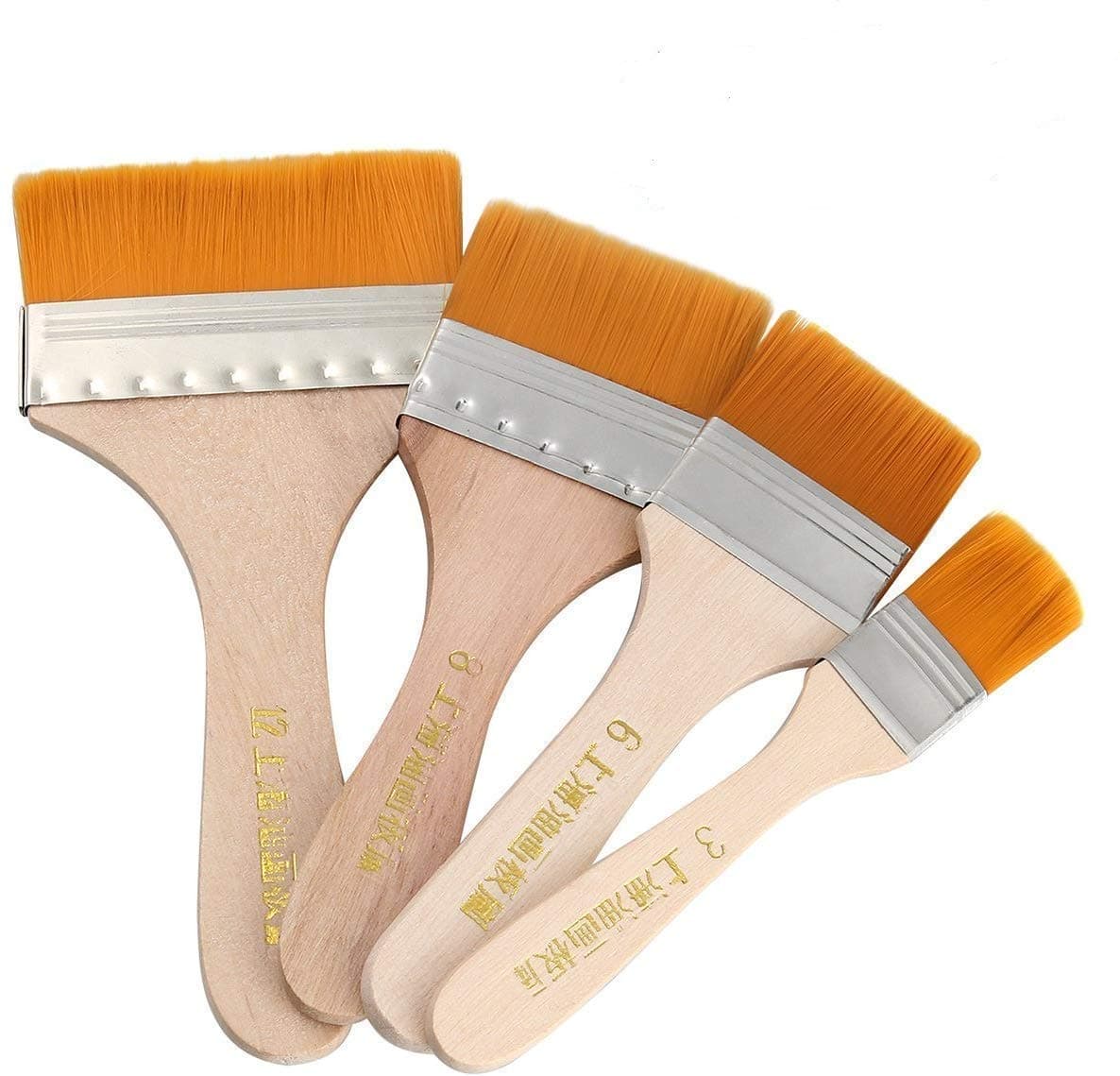 Worison Natural Finish Synthetic Flat Paint Brushes of 4 Pc (18 mm,1 Inch,1.5 Inch and 2 Inch)