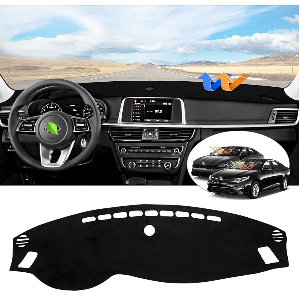 CARTIST Custom Fit for Suede Dash Cover 2016 2017 2018 2019 2020 Kia Optima Dashboard Mat Non-Slip Dash Mat Pad Carpet Odorless Sunshade Glare UV Rays Protector