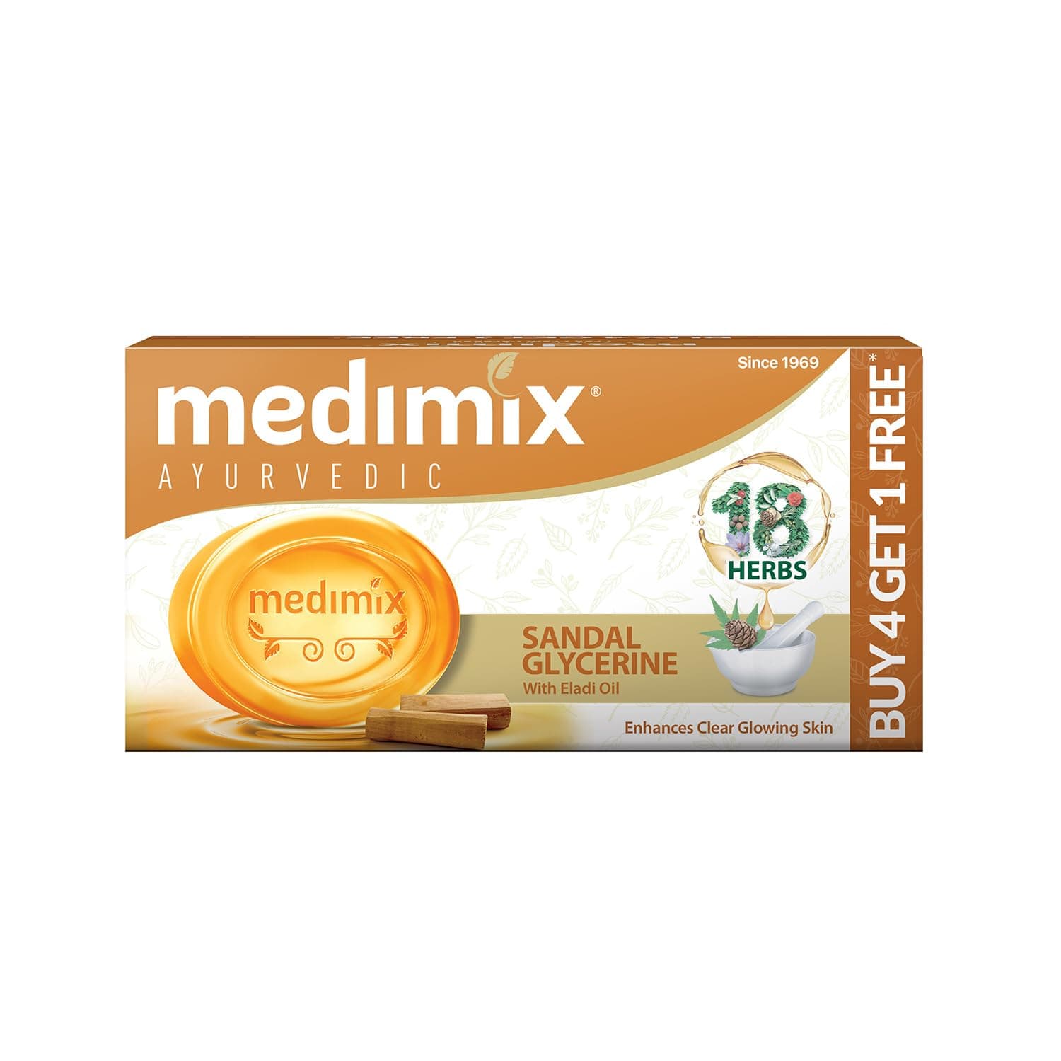 Medimix Ayurvedic Sandal Soap, 125g (4+1 Offer Pack)