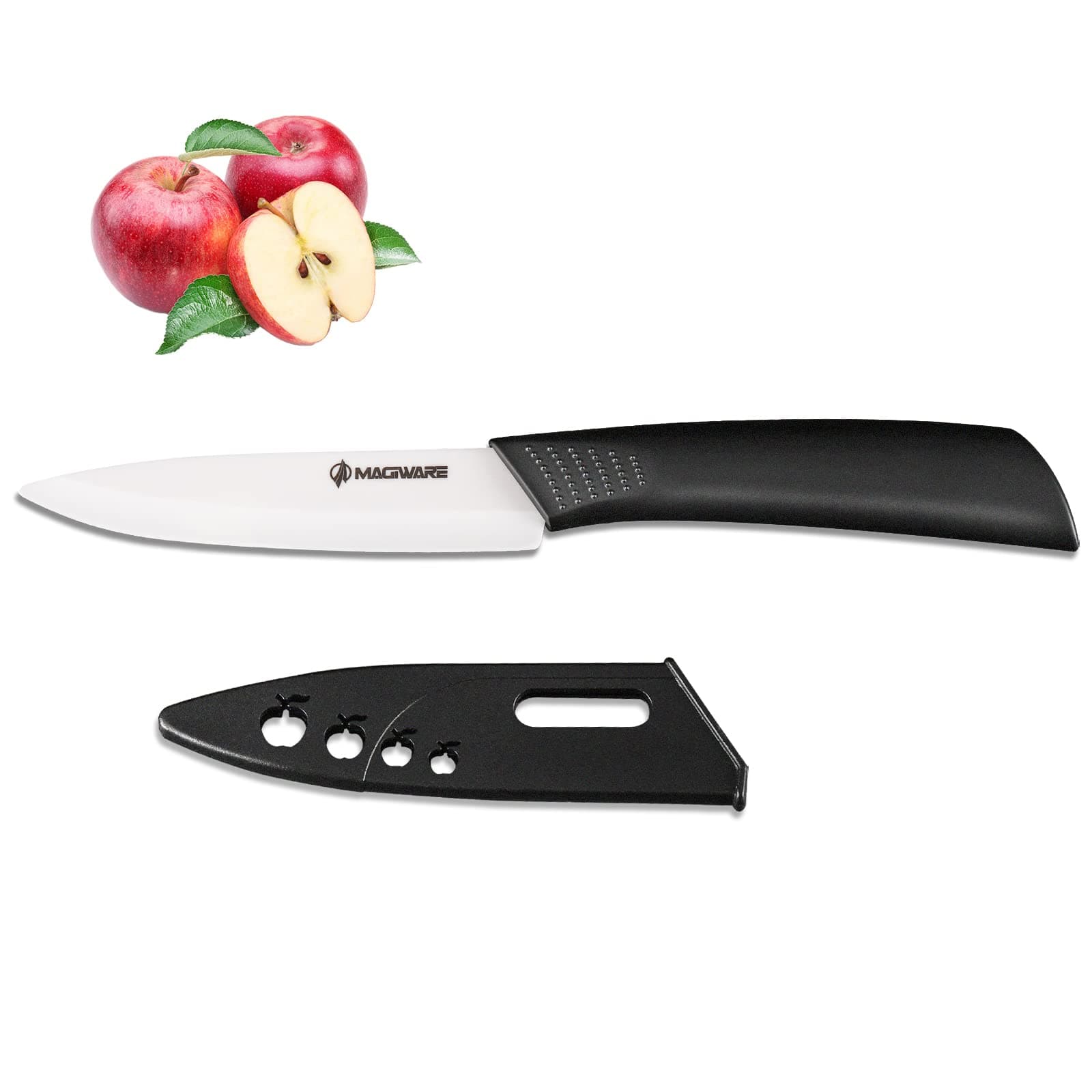 Paring Knife, Classic 4 inch Ceramic Paring Knife with Sheath Cover for Fruit and Vegetable,Longer Sharp Rust Proof Stain Resistant