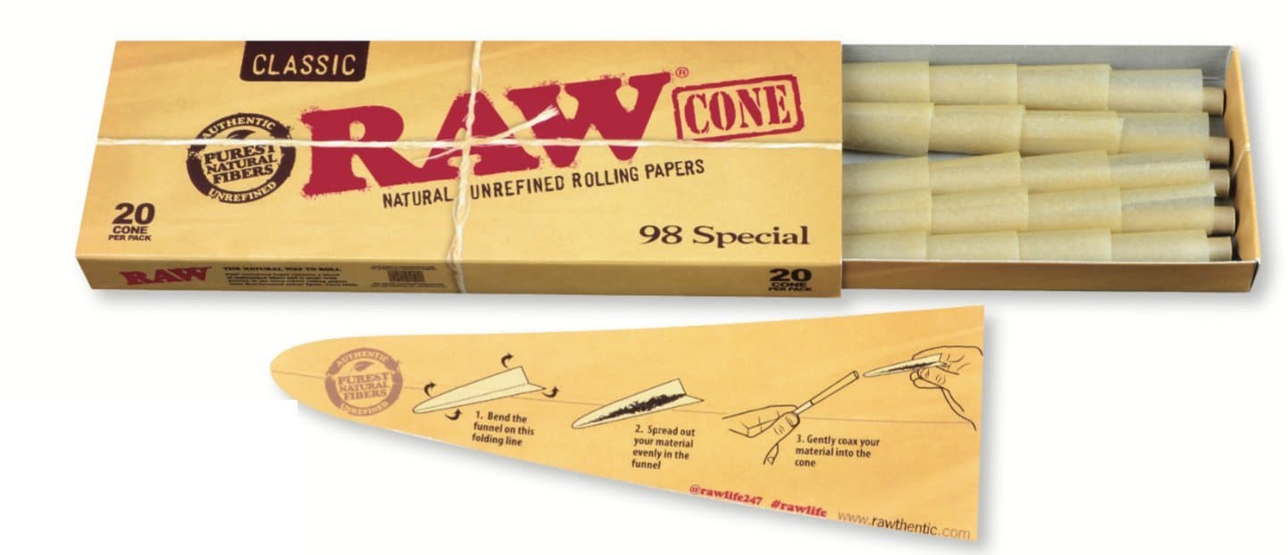 Classic Natural Unrefined Pre Rolled Cones - 20 Cones Per Pack - 98 Special Size (1 Pack)