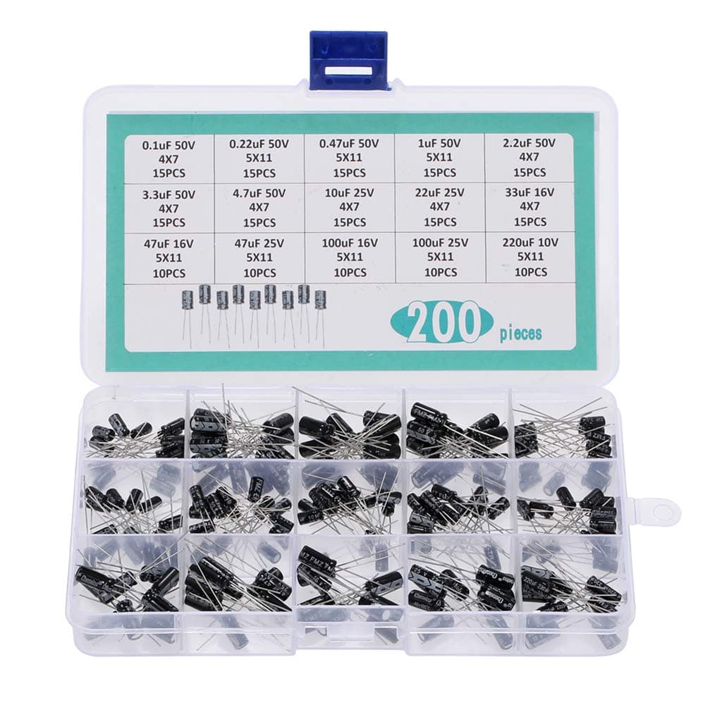 walmeck200PCS 15Values Electrolytic Capacitors Kit with Box
