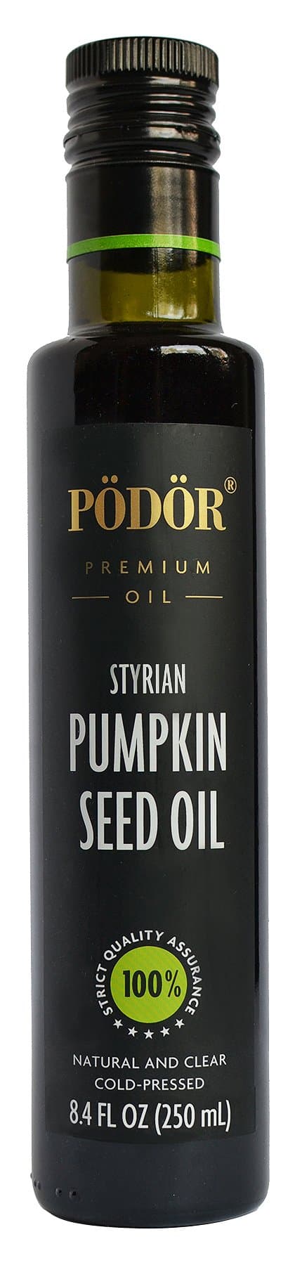 PÖDÖR Premium Styrian Pumpkin Seed Oil - 8.4 fl. Oz. - Cold-Pressed, 100% Natural, Unrefined and Unfiltered, Vegan, Gluten-Free, Non-GMO in Glass Bottle