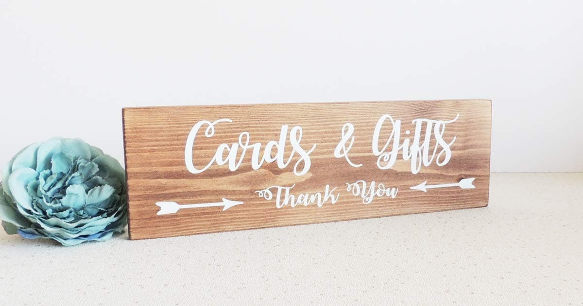 Wedding table sign, rustic wedding decor, gift and card sign, wedding guest sign, wooden wedding plaque, present table sign, thank you board