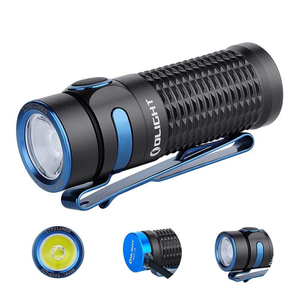 OLIGHTBaton3 1200 Lumens Ultra-Compact Rechargeable EDC Flashlight, Powered by Rechargeable Battery for Household Search, Outdoor Camping, Hiking and Mountaineering (Black)