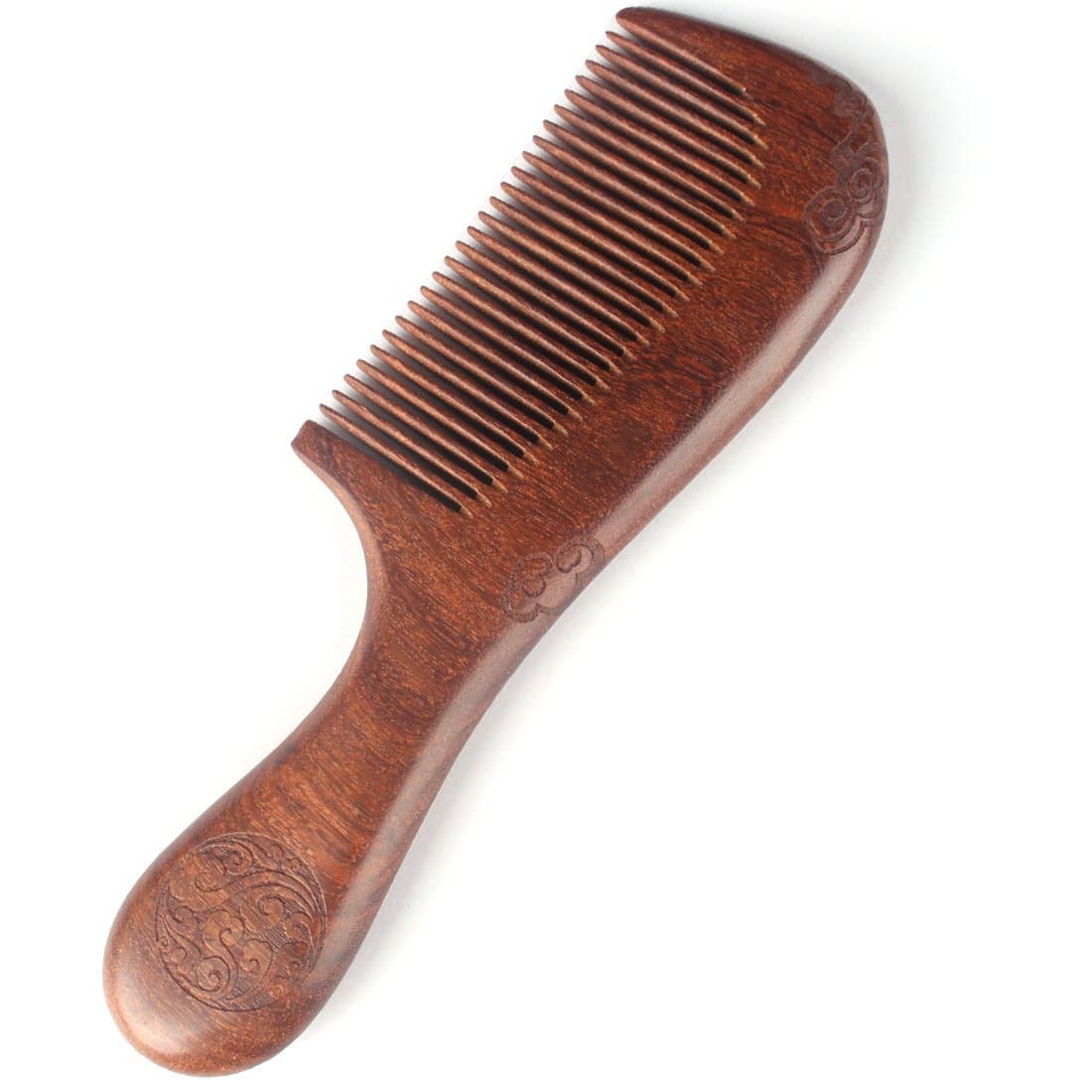 Natural Sandalwood Comb – Static Wooden Hair Comb With Rounded Handle
