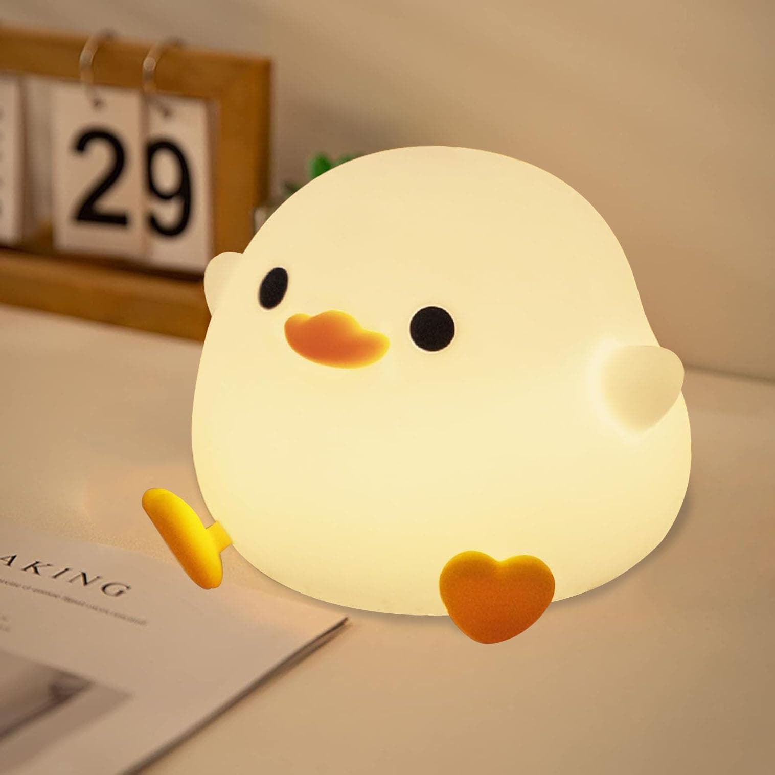 Cute Duck Lamp,Do Do Duck Night Light,Silicone Squishy Nursery Bedside Lamp,USB Rechargeable Touch Table Lampfor Bedrooms, Living Room Decor Gift Toy