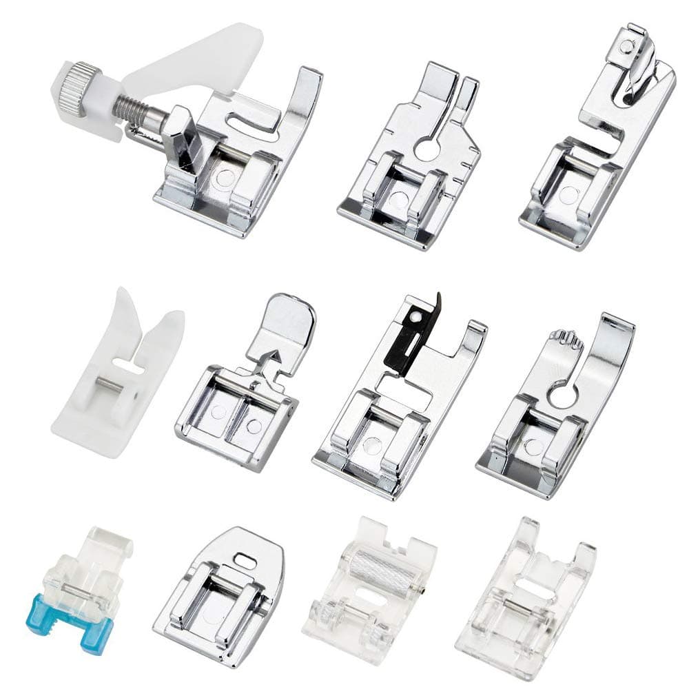 DLUFAIMI 11Pcs Presser Feet Set - Walking Foot Kit for Brother, Singer, Babylock, Janome, Toyota Low Shank Sewing Machines