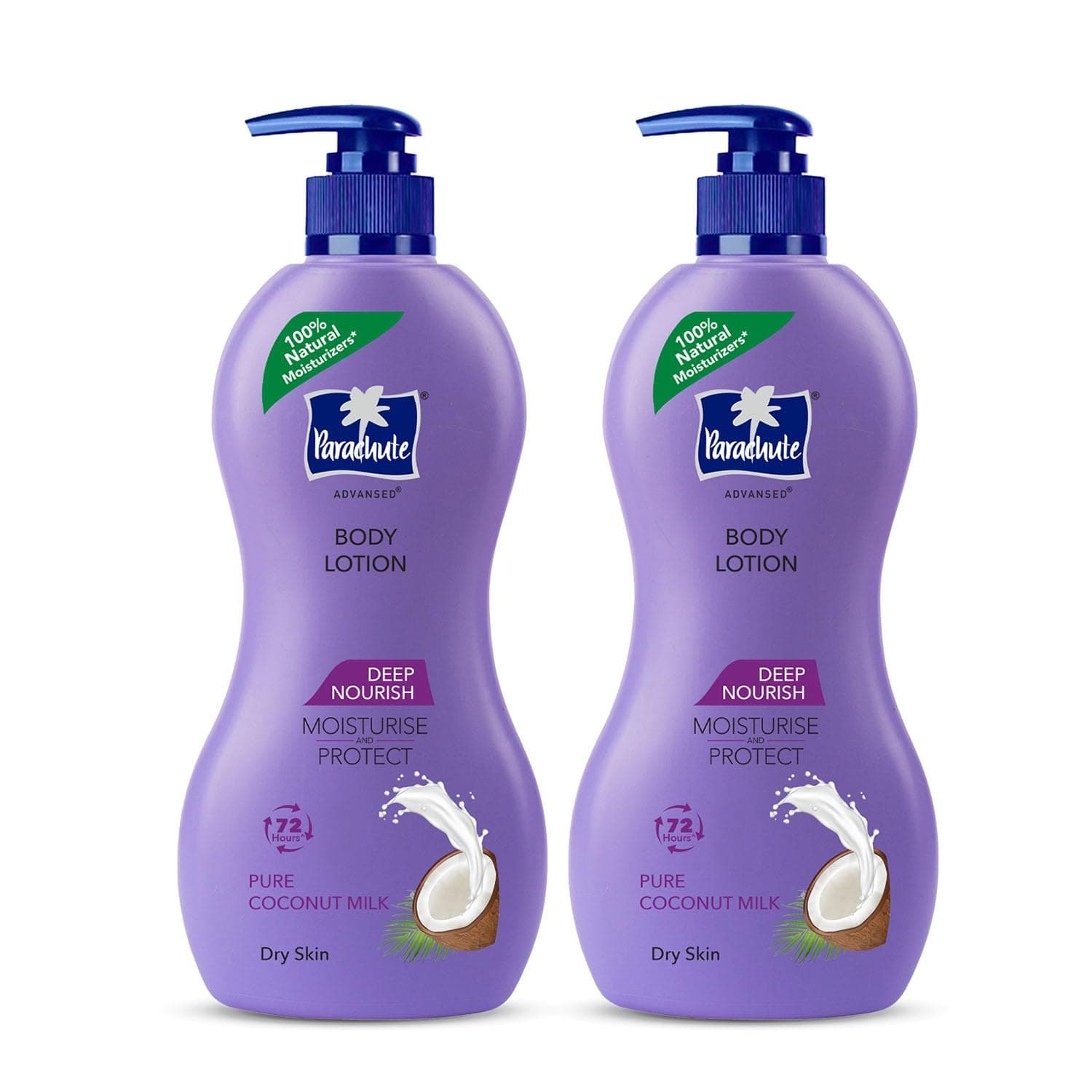 Parachute Advansed Deep Nourish Body Lotion for Women & Men, Dry Skin, 400ml (Pack of 2) | Pure Coconut Milk, 100% Natural, 72h Moisturisation