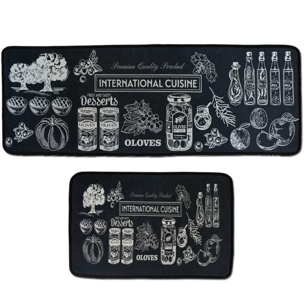 LEEBEI Kitchen Mats Rugs Sets Non-slip Washable Floor Carpet Bedroom Mats Sets (47.2 ×15.7 inch +23.6×15.7 inch (Food)
