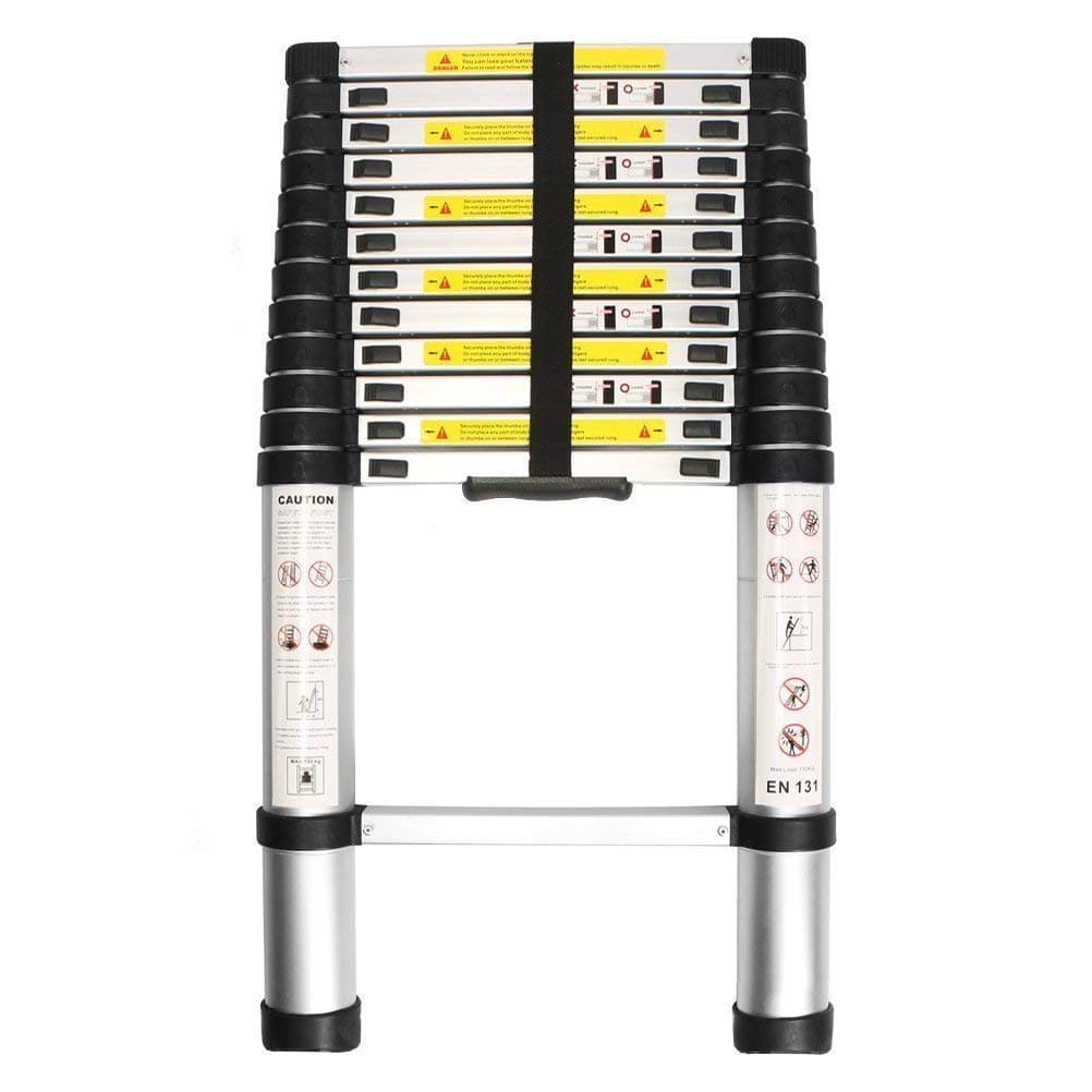 KRISHYAM 3.2M/10.5FT Telescopic Aluminum Ladder Extendable Folding 11 Step Ladder, Ultra-Stable Aluminium, Compact Folding Adjustable Portable Aluminium Telescopic Ladder