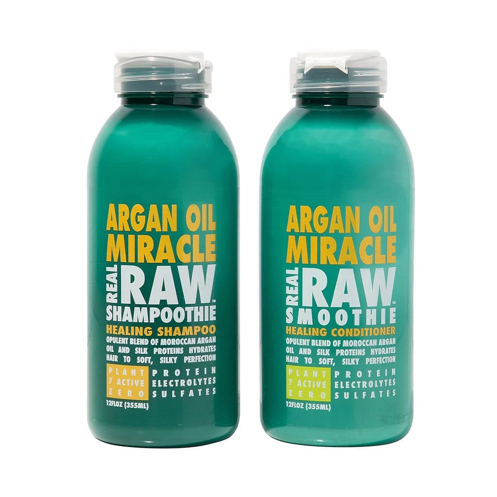 Real Raw Argan Oil Shampoo & Conditioner set - Repair & Shine - No Water 100% Pure Aloe Juice & Coconut Water - Sulfate & Paraben Free