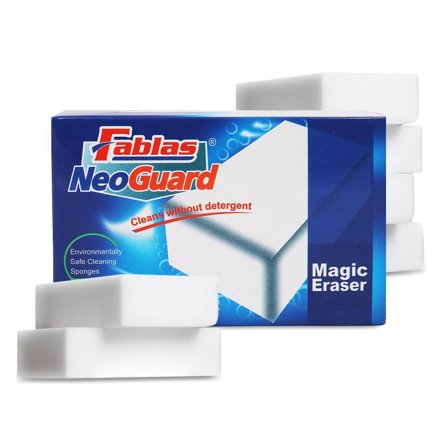 Fablas Neo Guard Melamine Magic Eraser | Chemical Free Multipurpose Nano-tech Magic Foam | Home, Kitchen, Bathroom Taps, Wall Glass Stains, Sneakers Cleaning Sponge (Pack of 6 Pcs)