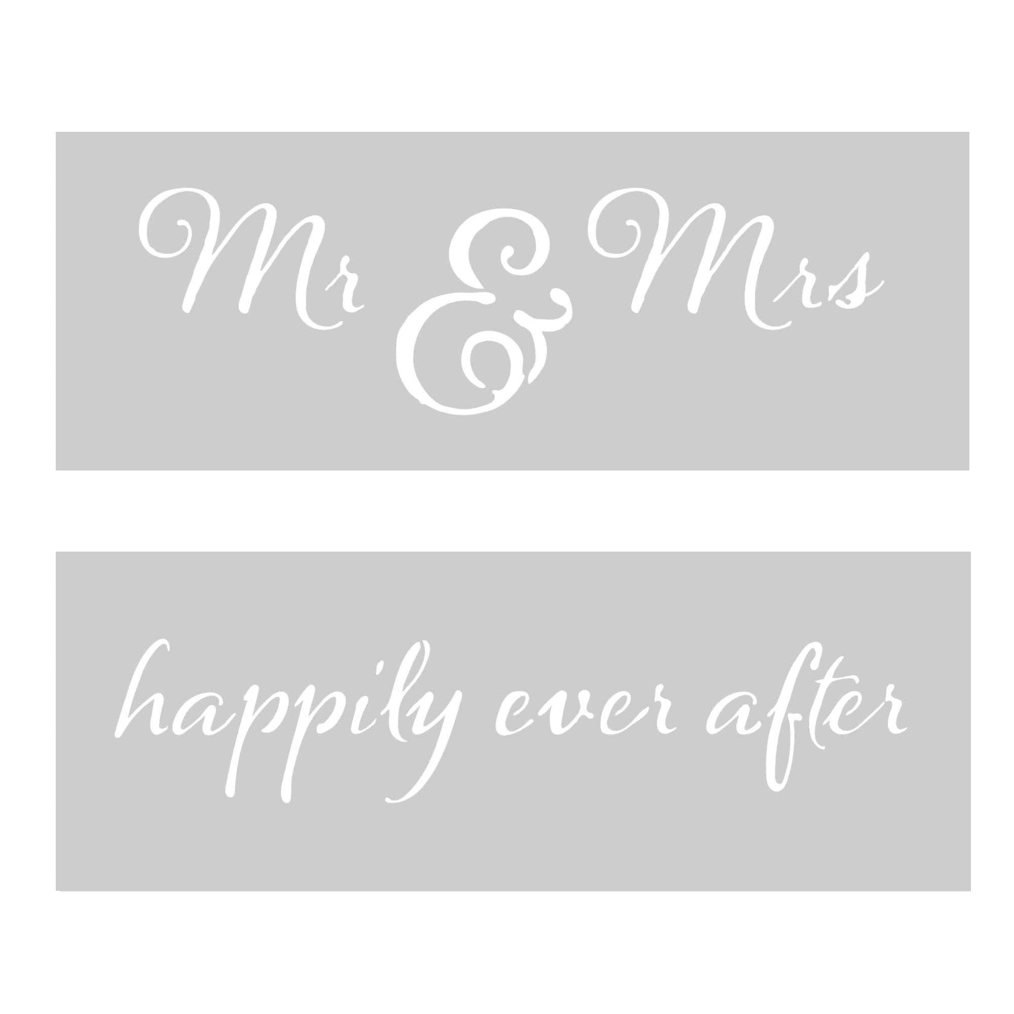 The Crafters Workshop Stencils, Reusable for Crafts, Art, Greeting Cards, Paint or Mixed Media, 2 Pk, 16.5" x 6", Mr and Mrs/Happily Ever After