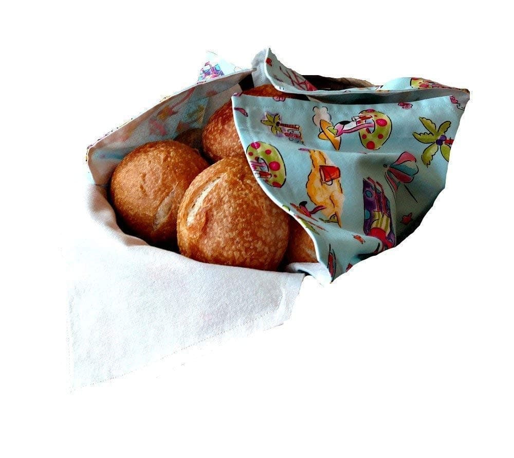 Basket Liner and Warmer for Breads and Rolls in Bright and Fun Flamingo Print